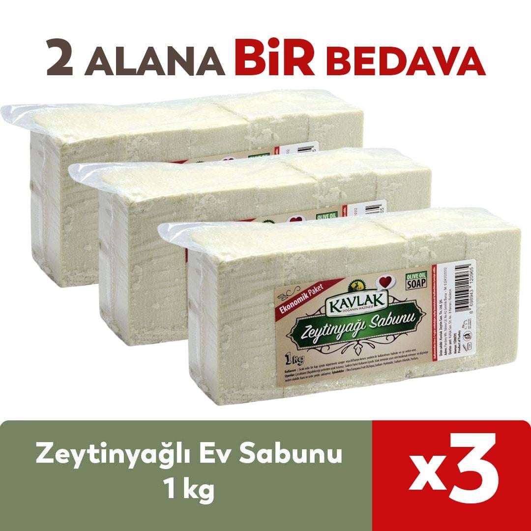 Zeytinyağlı Ev Sabunu 1 kg Beyaz 2 ALANA 1 BEDAVA 