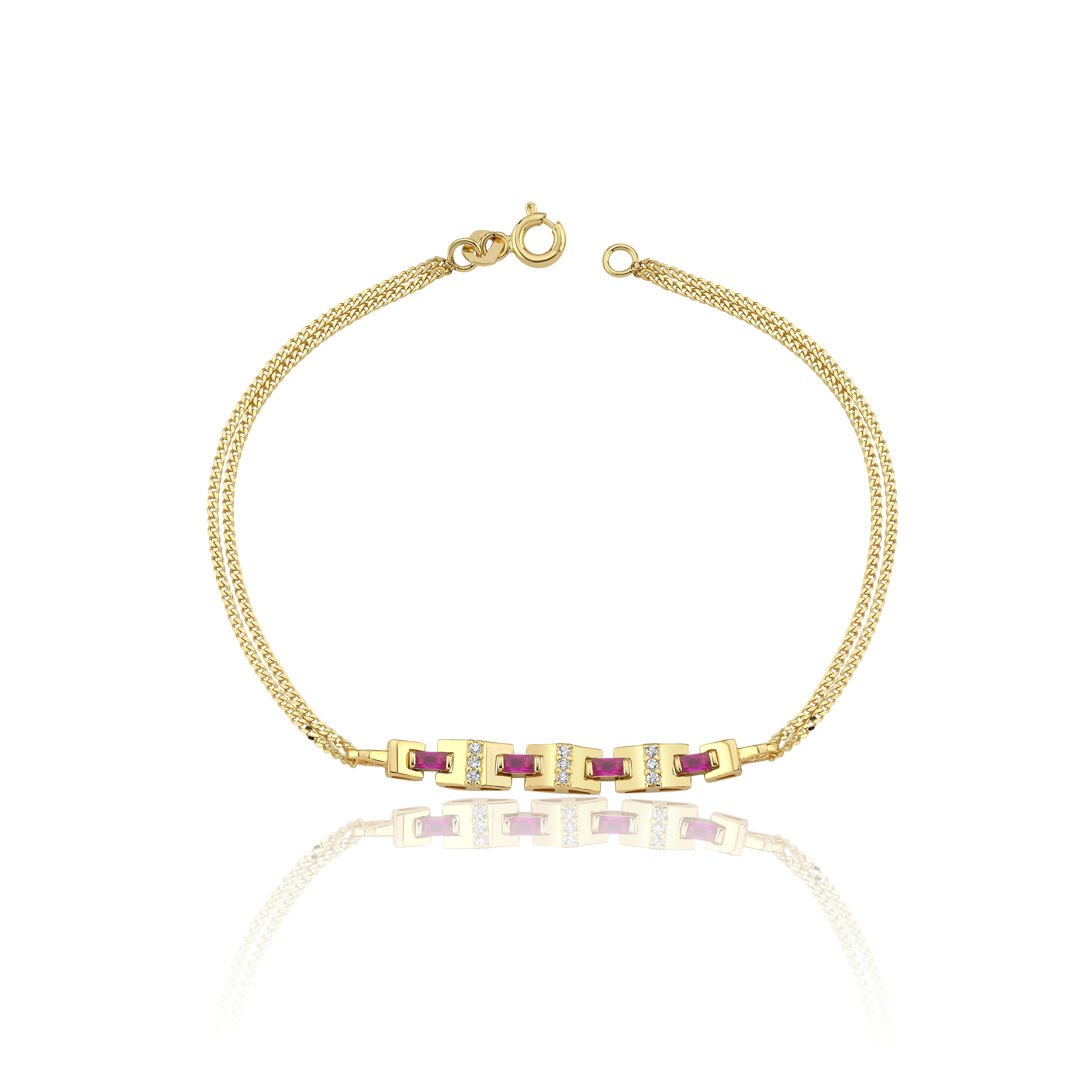 Fuchsia Grid Bileklik