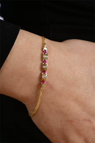 Fuchsia Grid Bileklik