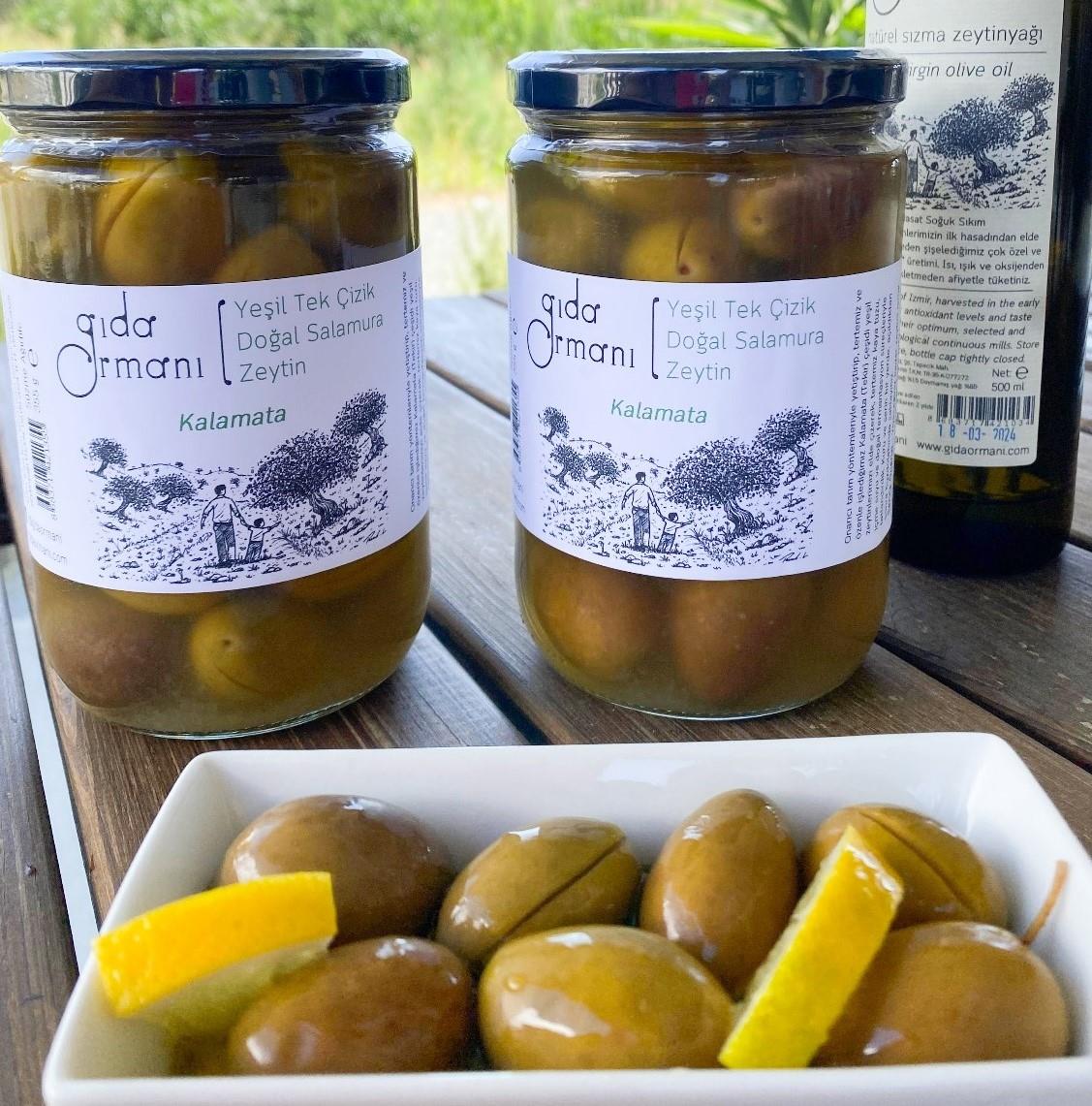 Kalamata - Yeşil Tek Çizik Doğal Salamura Zeytin 355 g