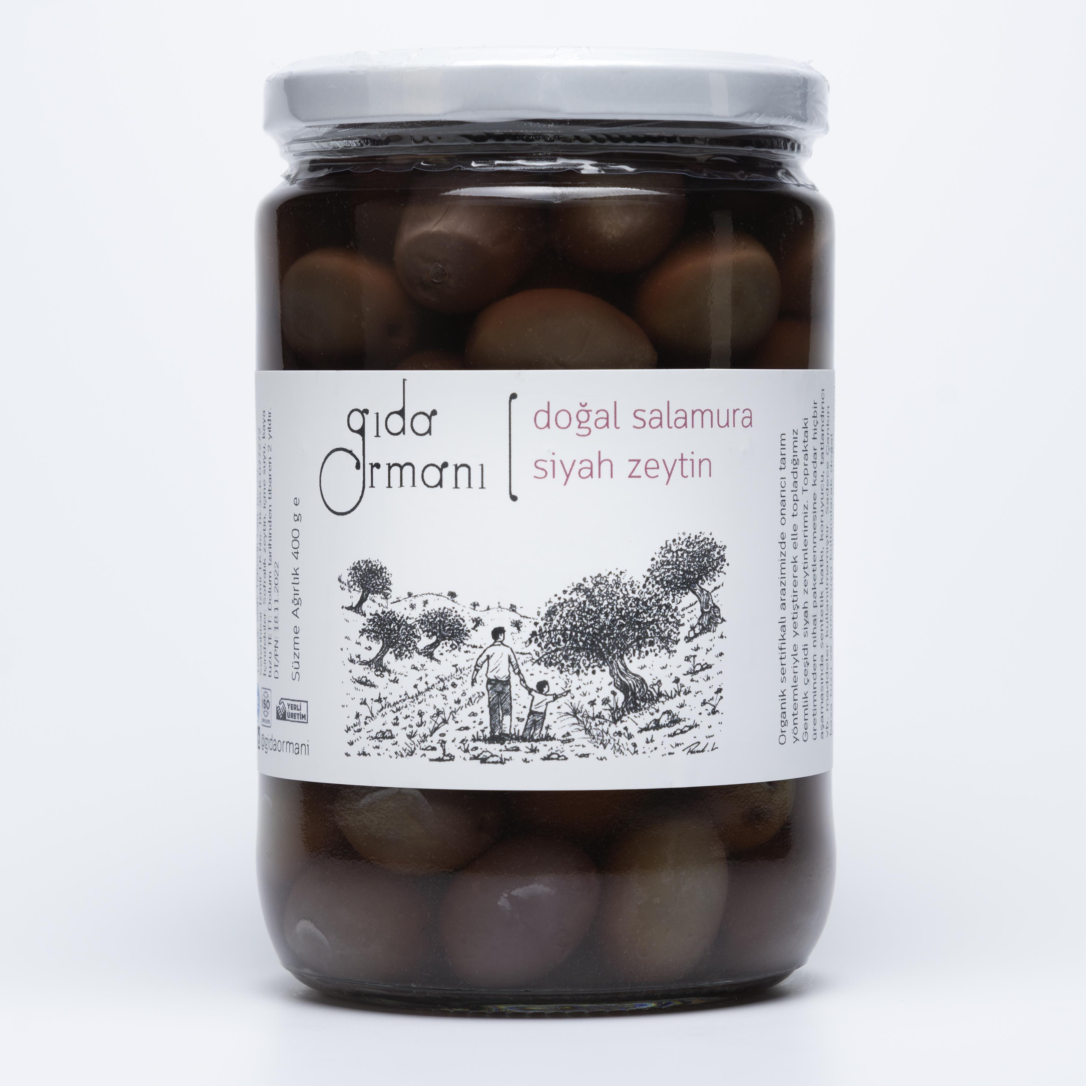 Organik Doğal Salamura Siyah Zeytin (Gemlik) 400 g