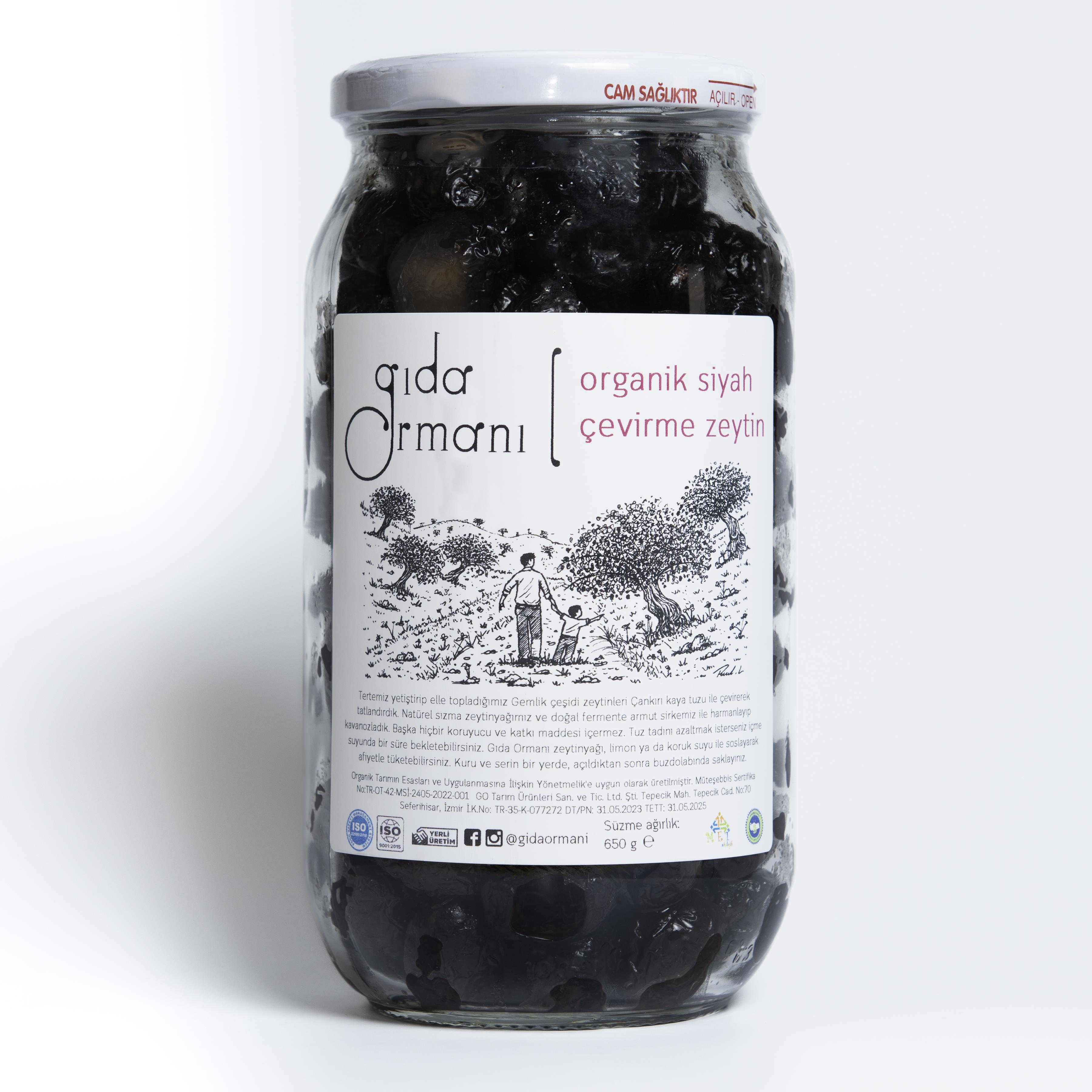 Organik Siyah Çevirme Zeytin (Gemlik) 430 g