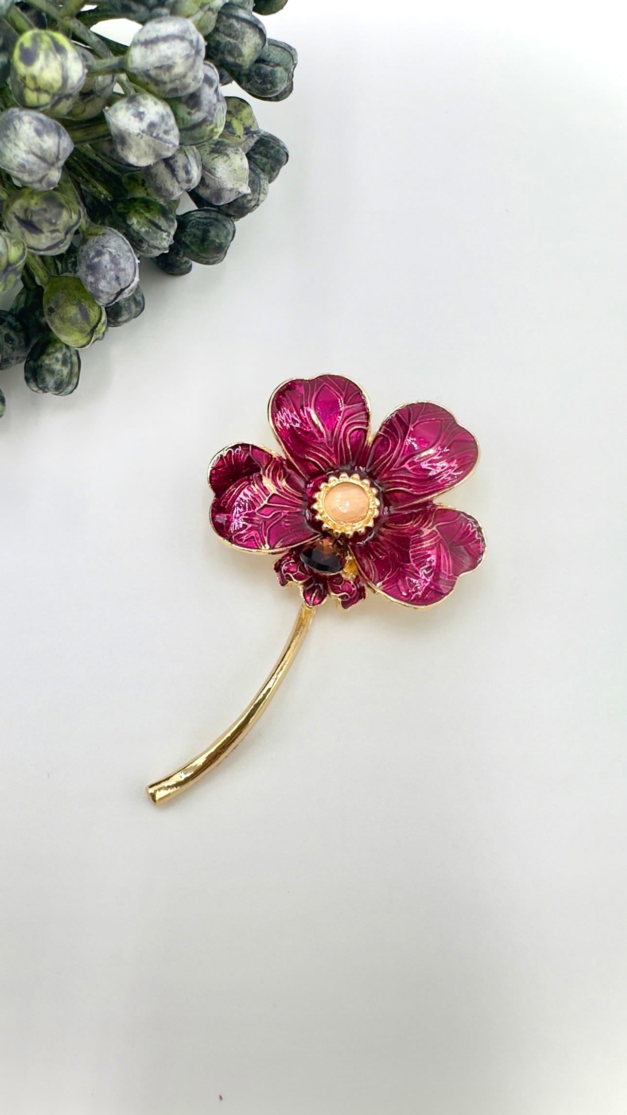 Bordo Flower Model Broş