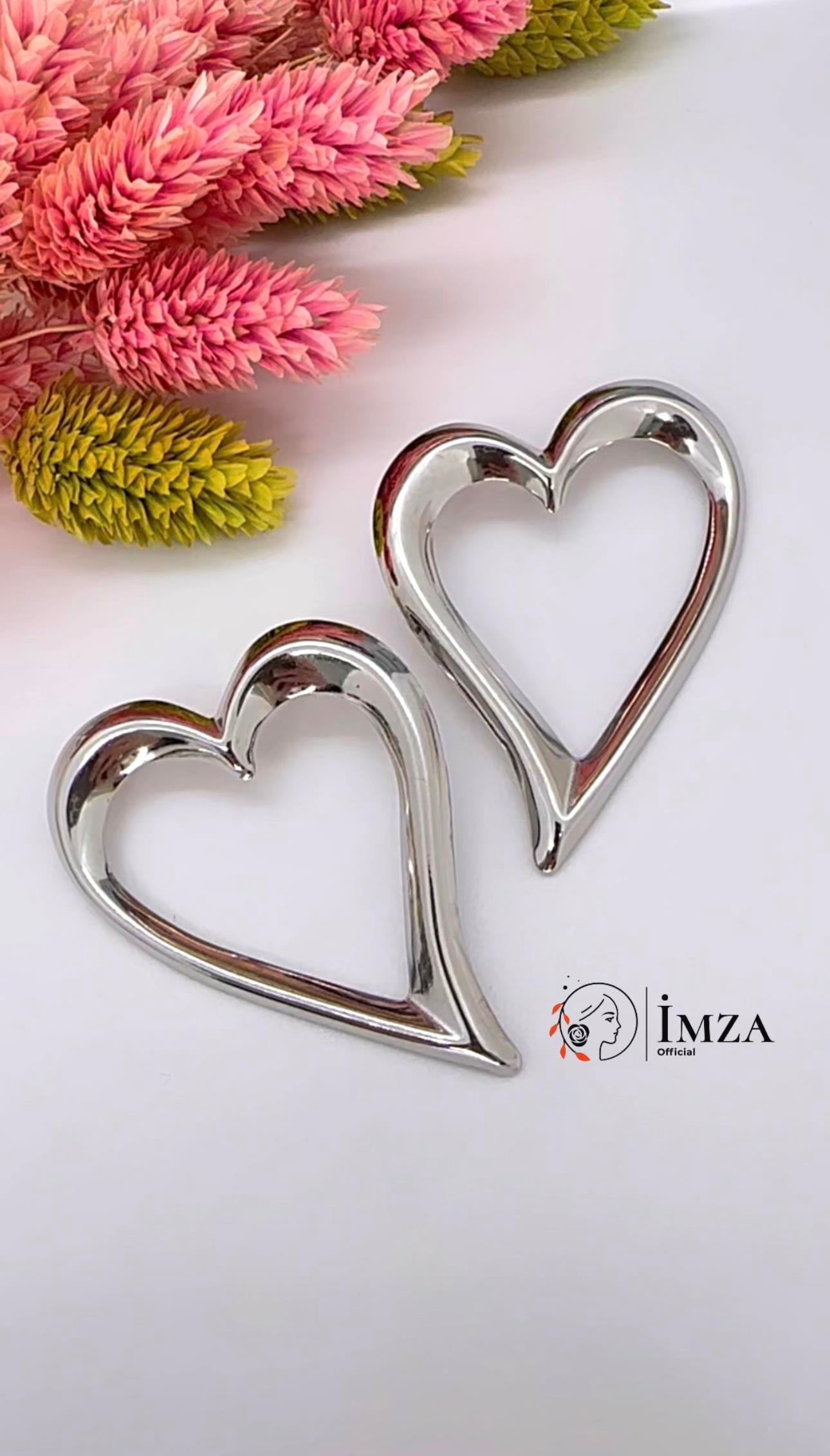 Çeik Büyük Kalpli Silver Küpe