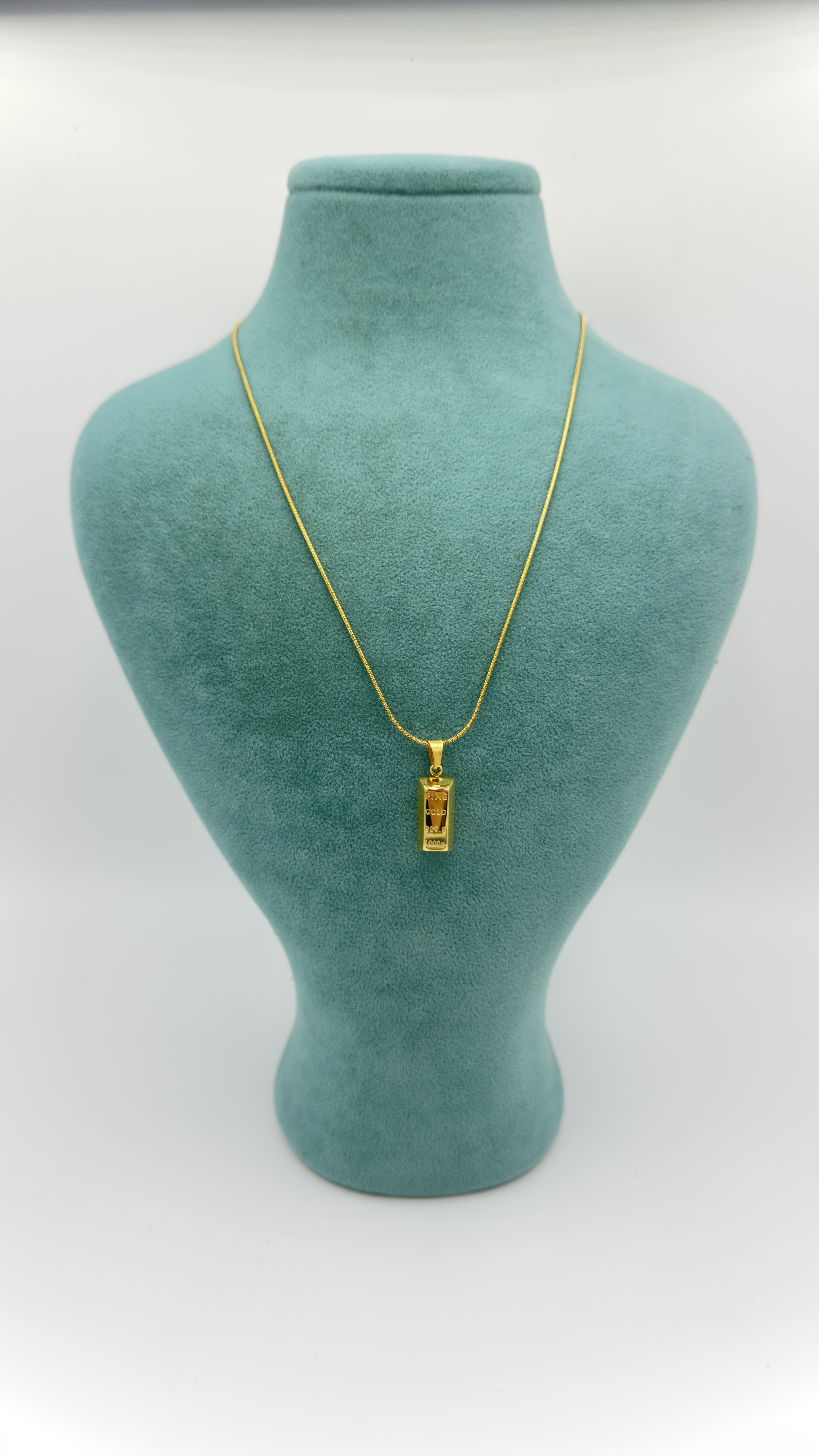 Çelik 14 K Büyük Boy Külçe Kolye 45 Cm