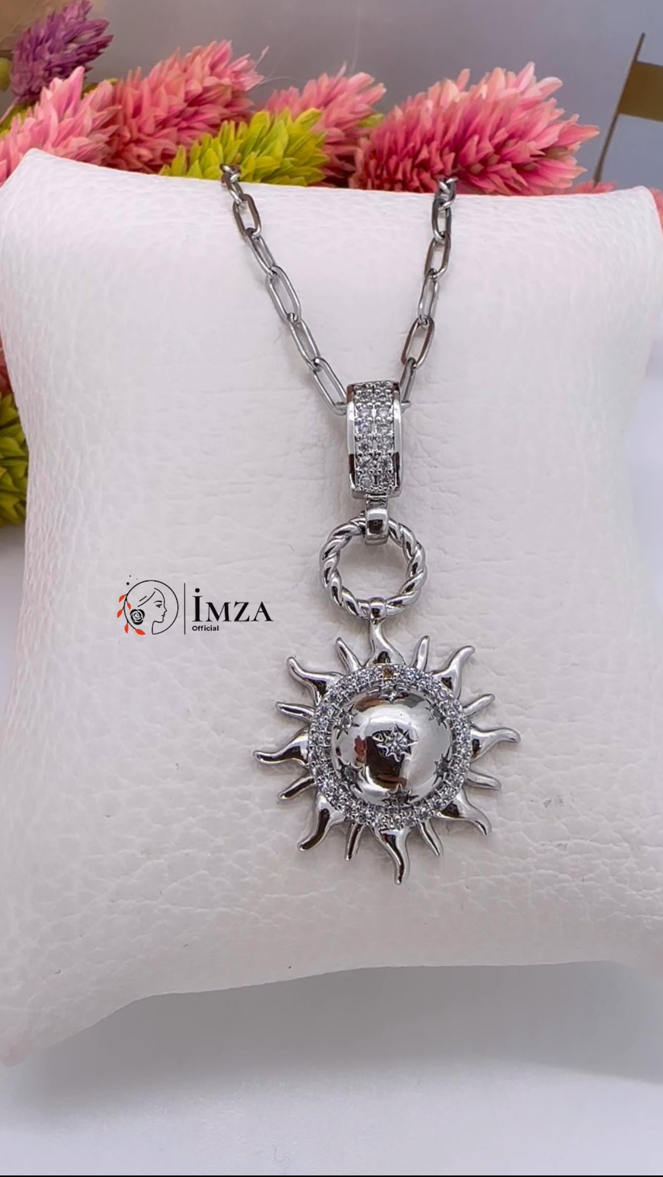 Çelik Güneş Figürlü Zincir Model Silver Kolye