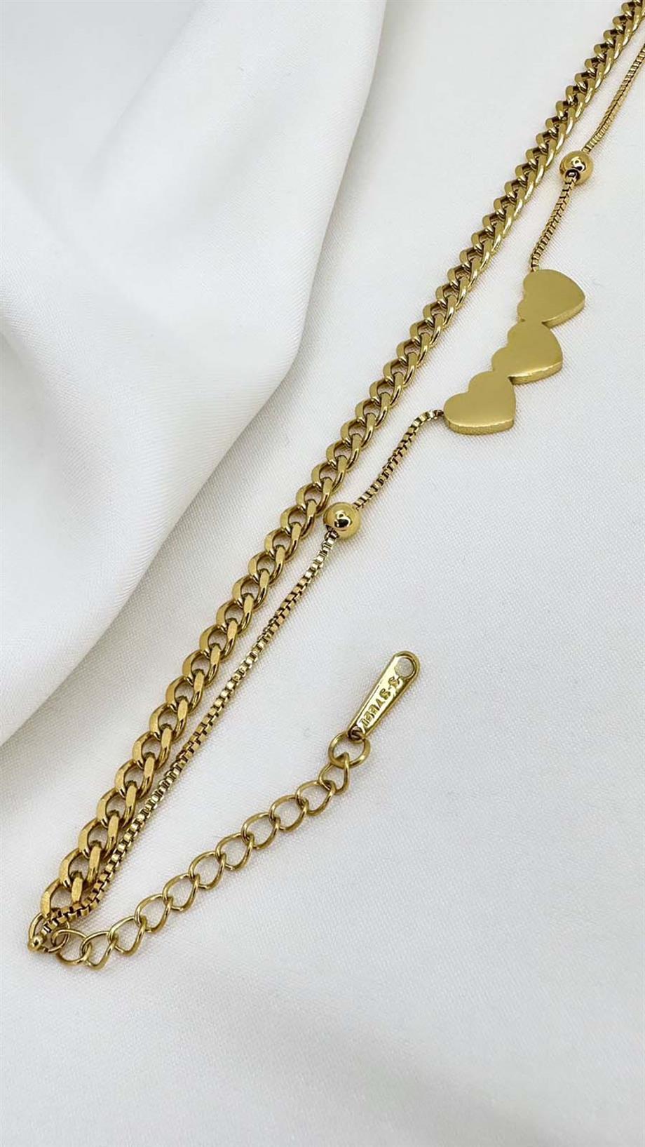 ÇELİK İKİLİ KALPLİ BİLEKLİK