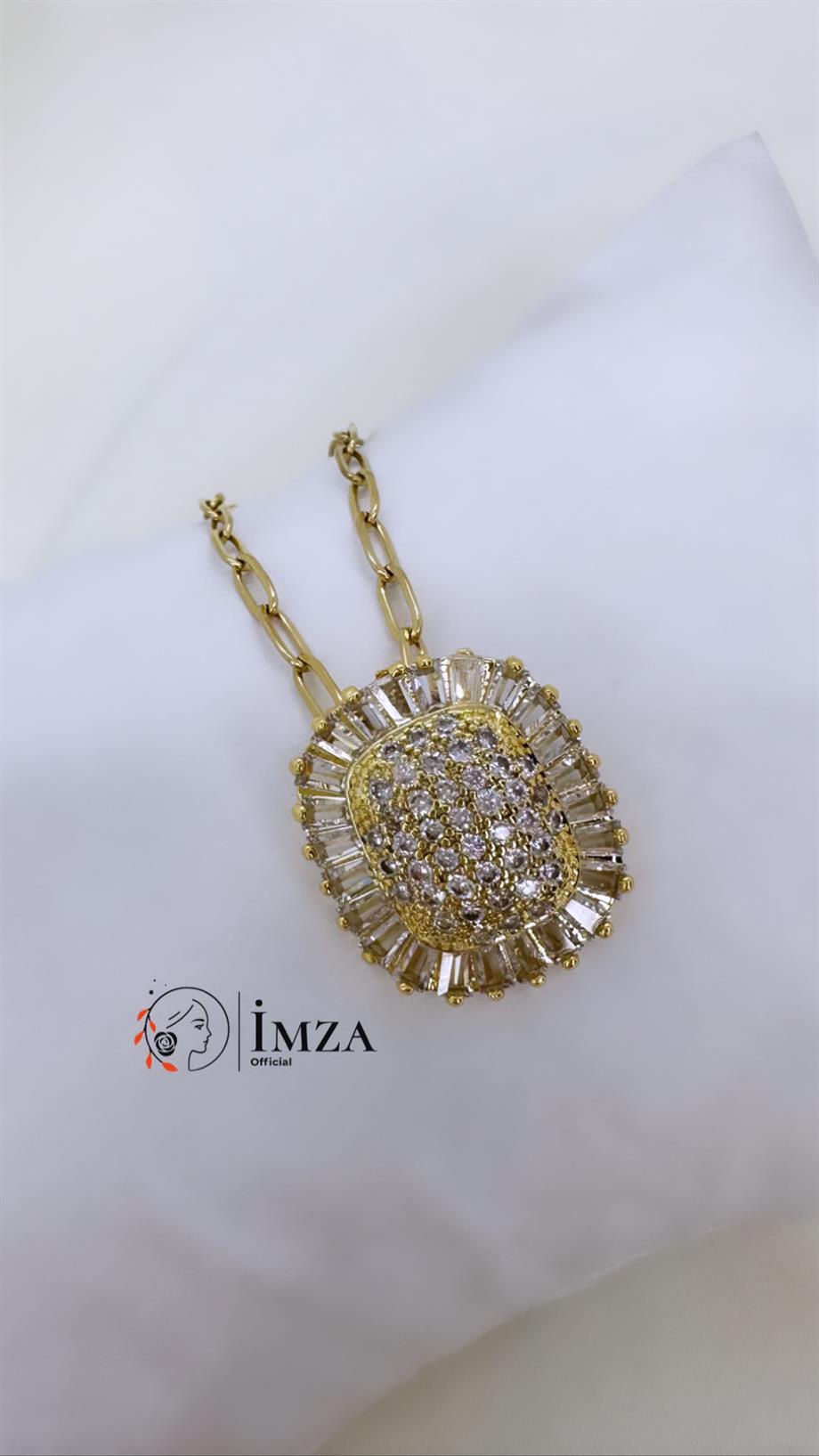 Çelik Gömme Taşlı Baget Kolye