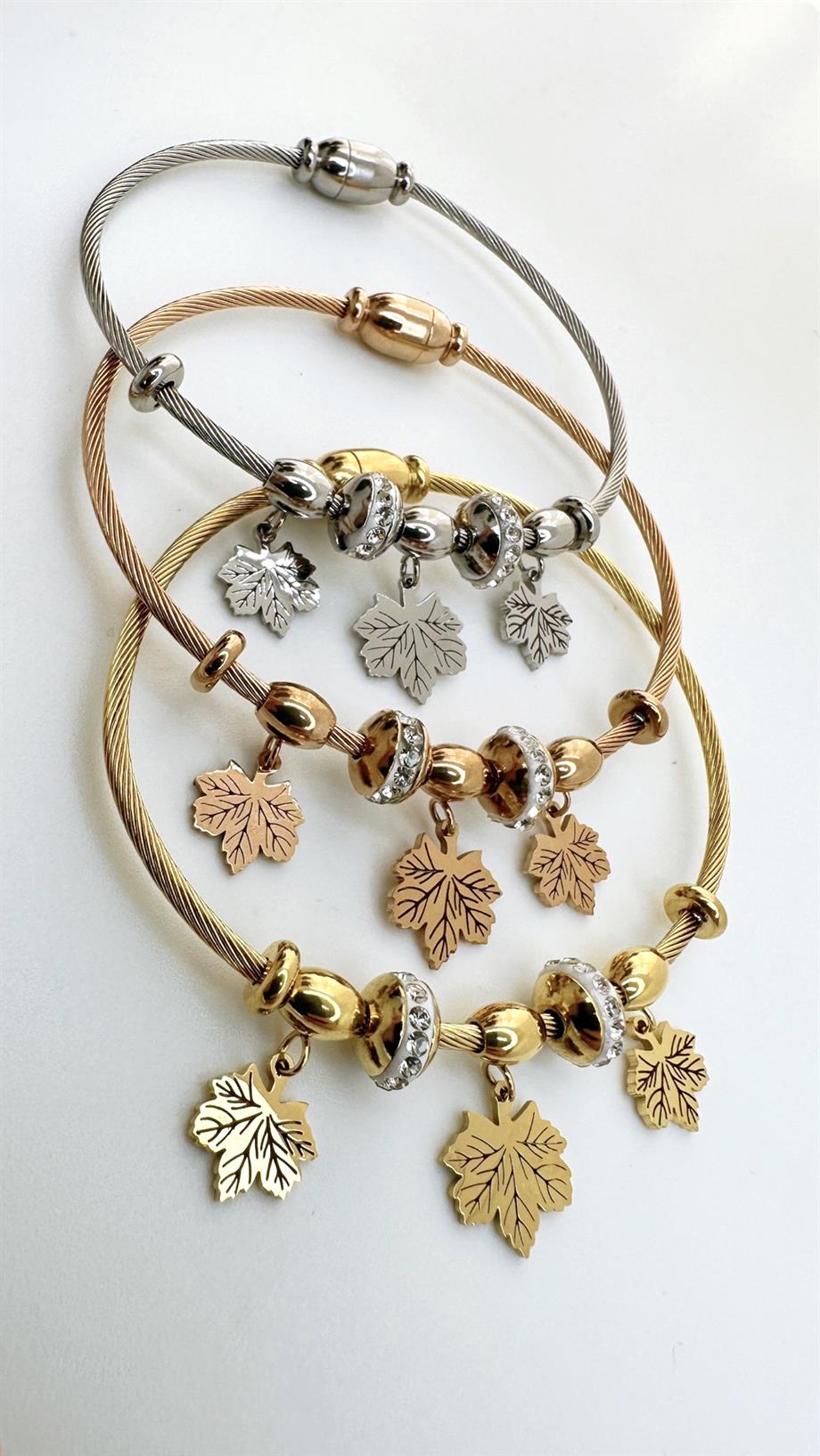 Çelik Yaprak Pandora Bileklik