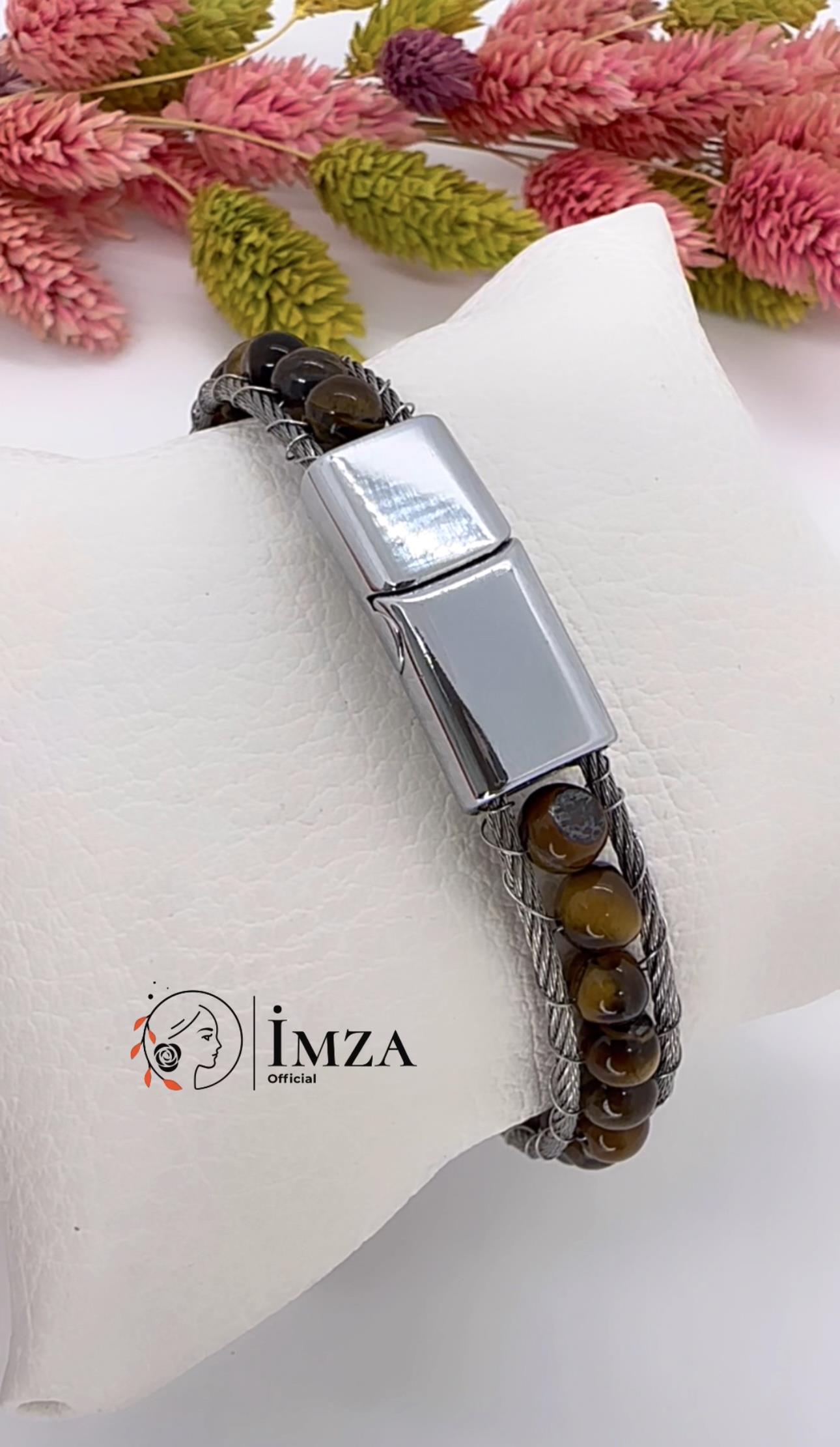 Erkek Çelik Örğü Kaplan Gözü Bileklik