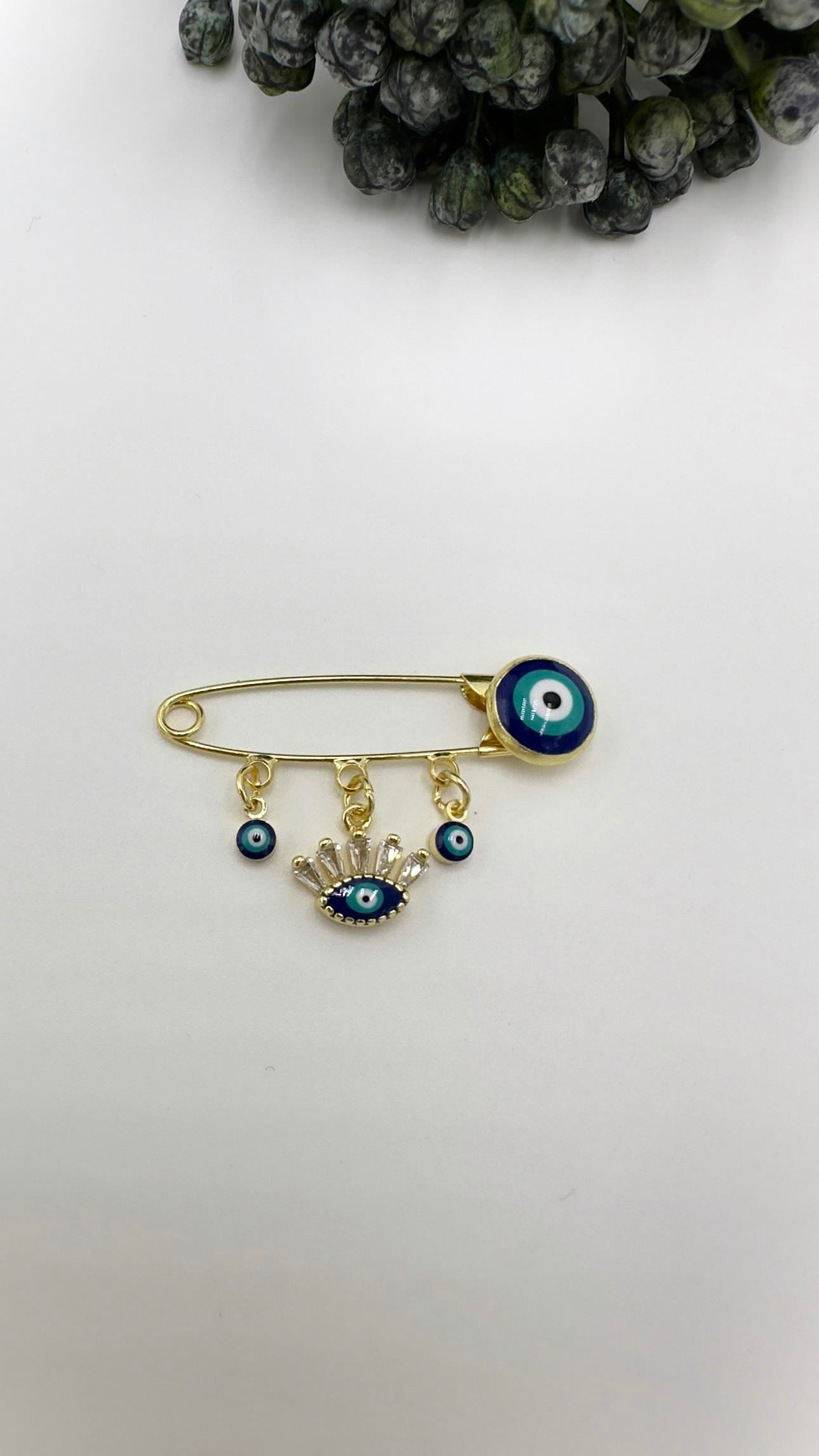 Gold Nazar Boncuklu Çengel Model Broş