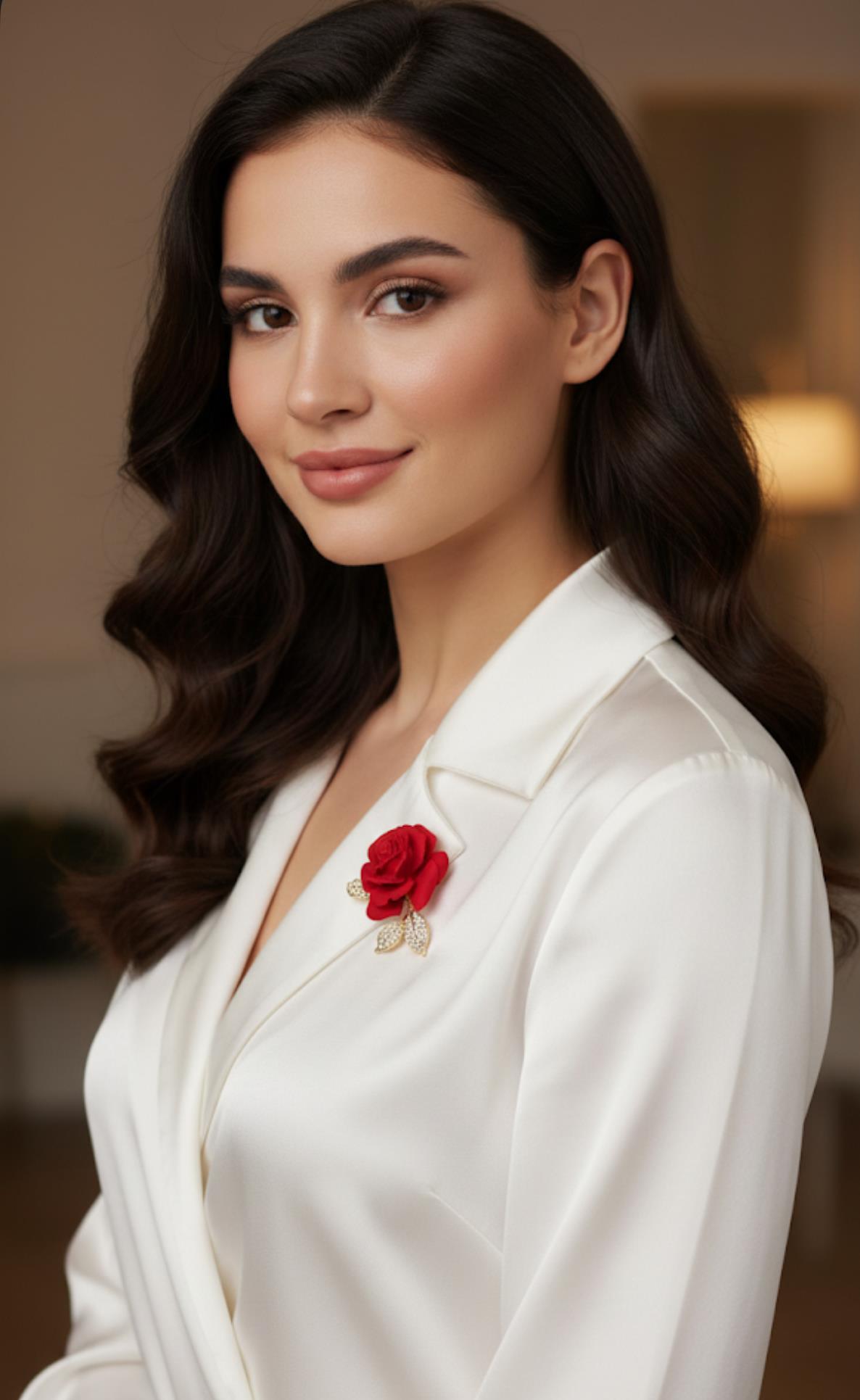 Kırmızı Gül Model Broş