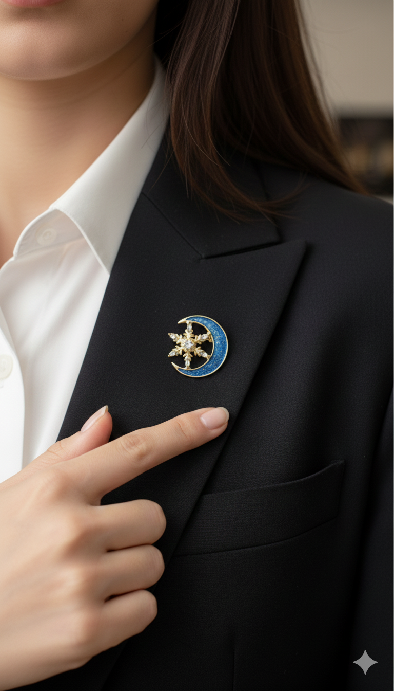 Mavi Renk Ay Yıldız Model Bronş