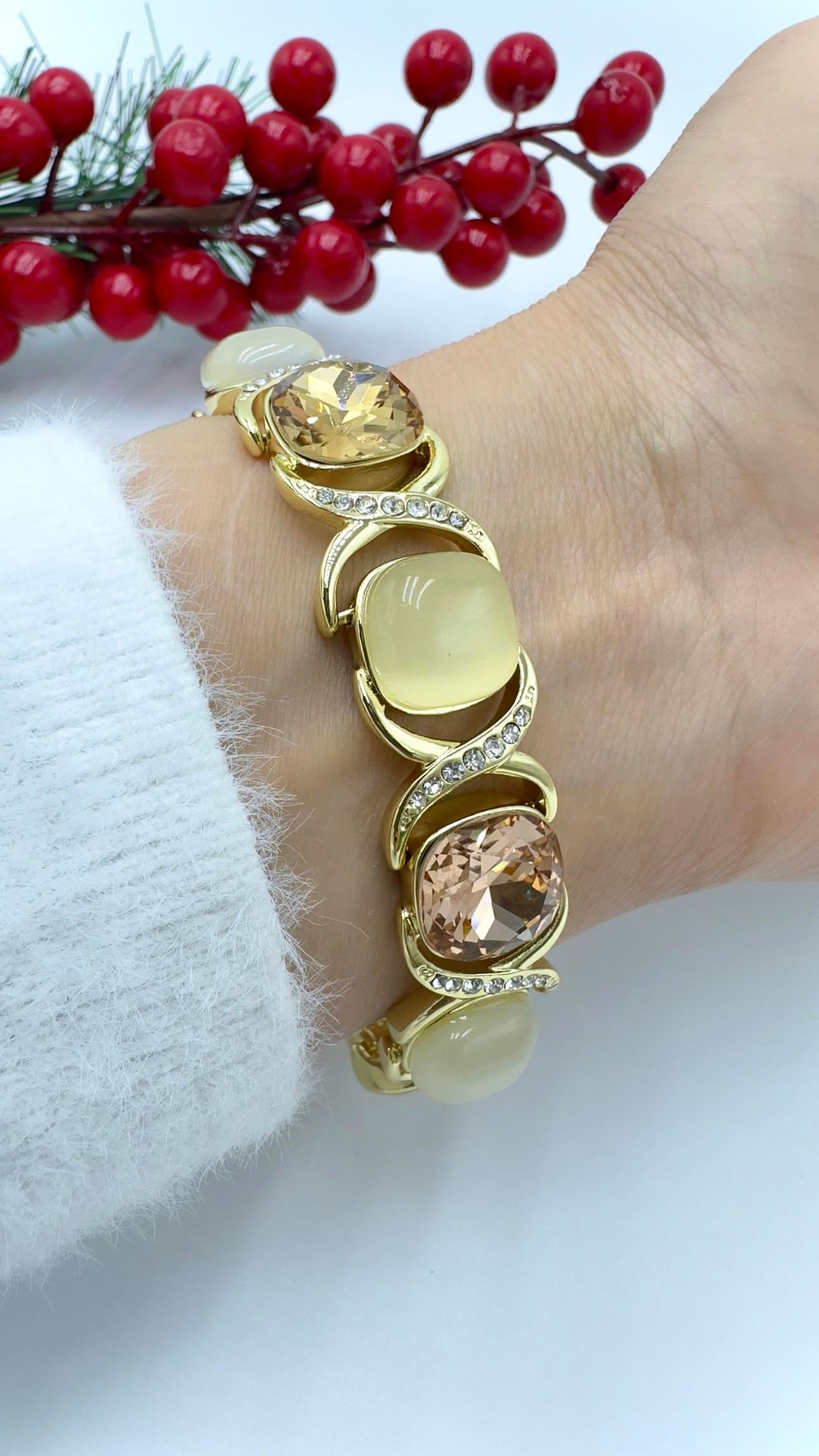 Kristal Taşlı  Şampanya Zerafet Bileklik