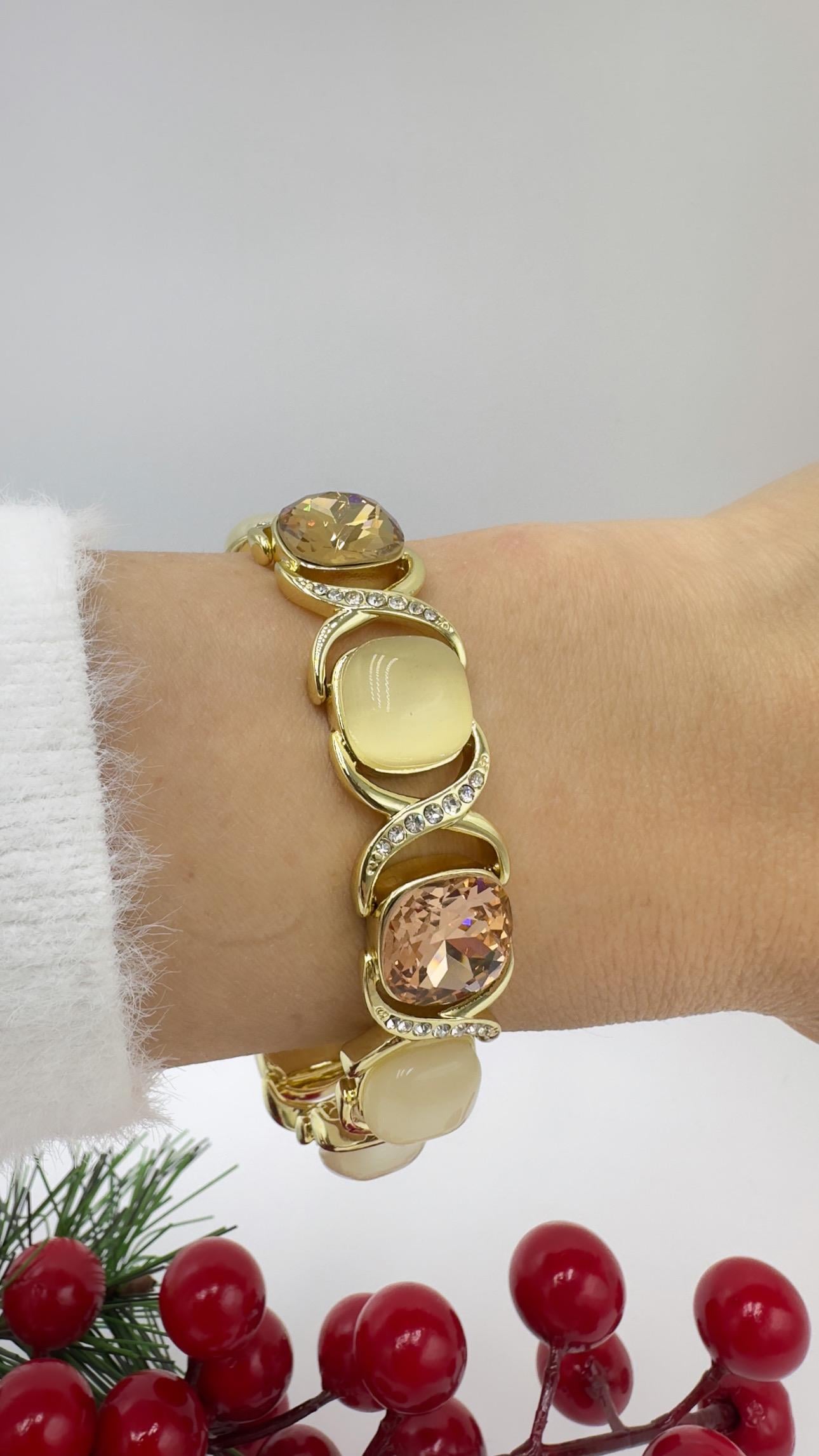 Kristal Taşlı  Şampanya Zerafet Bileklik