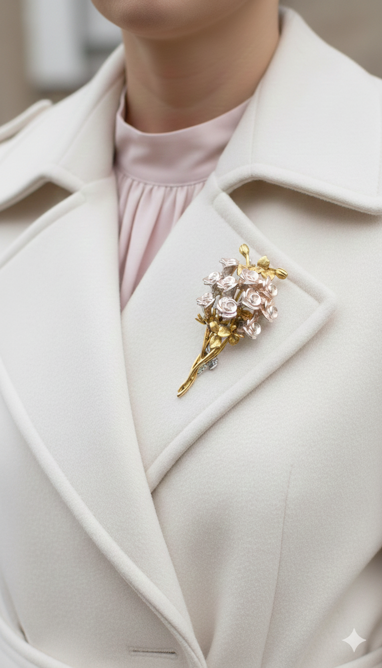 Pembe Gül Demeti Model Broş