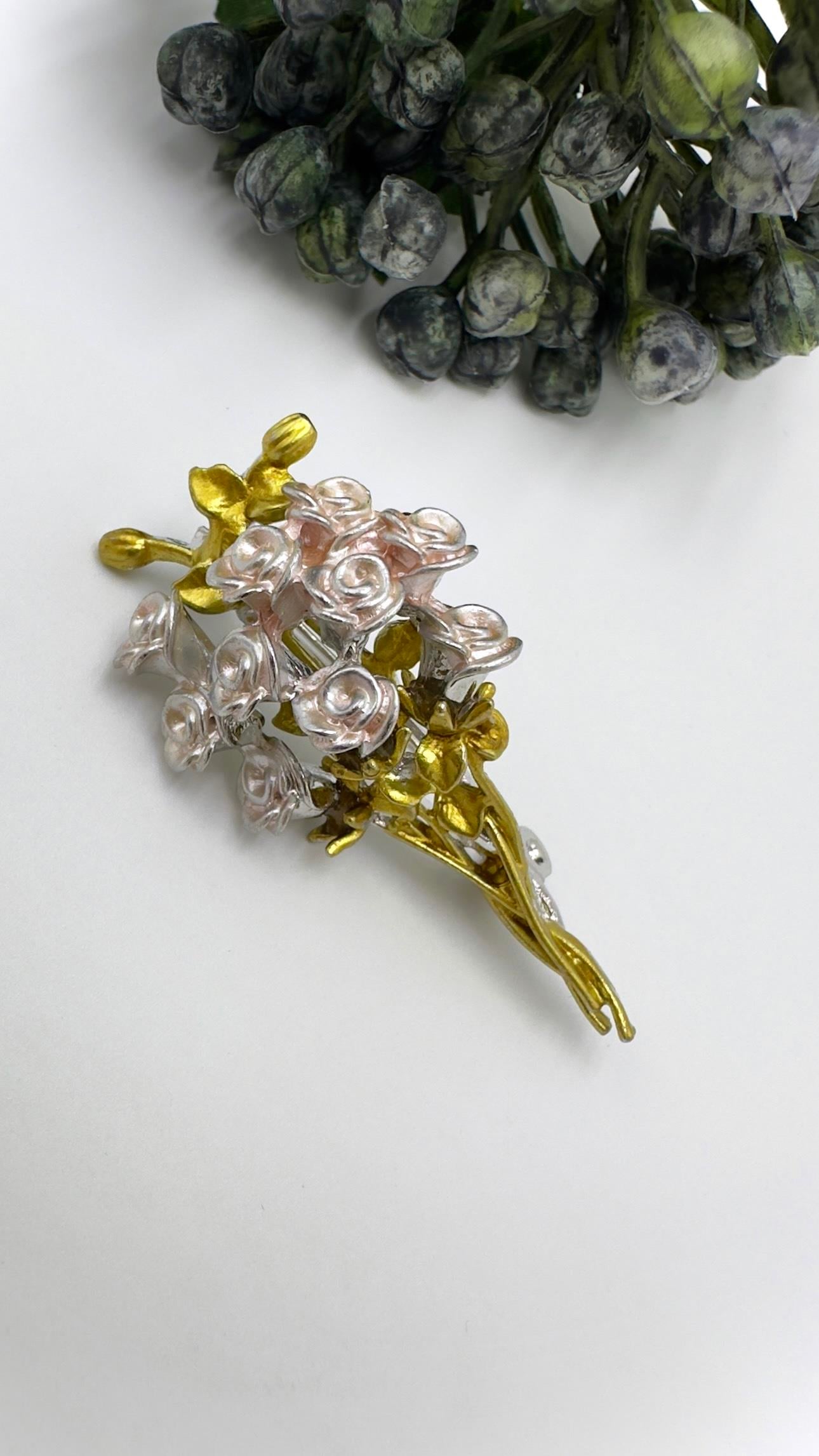 Pembe Gül Demeti Model Broş