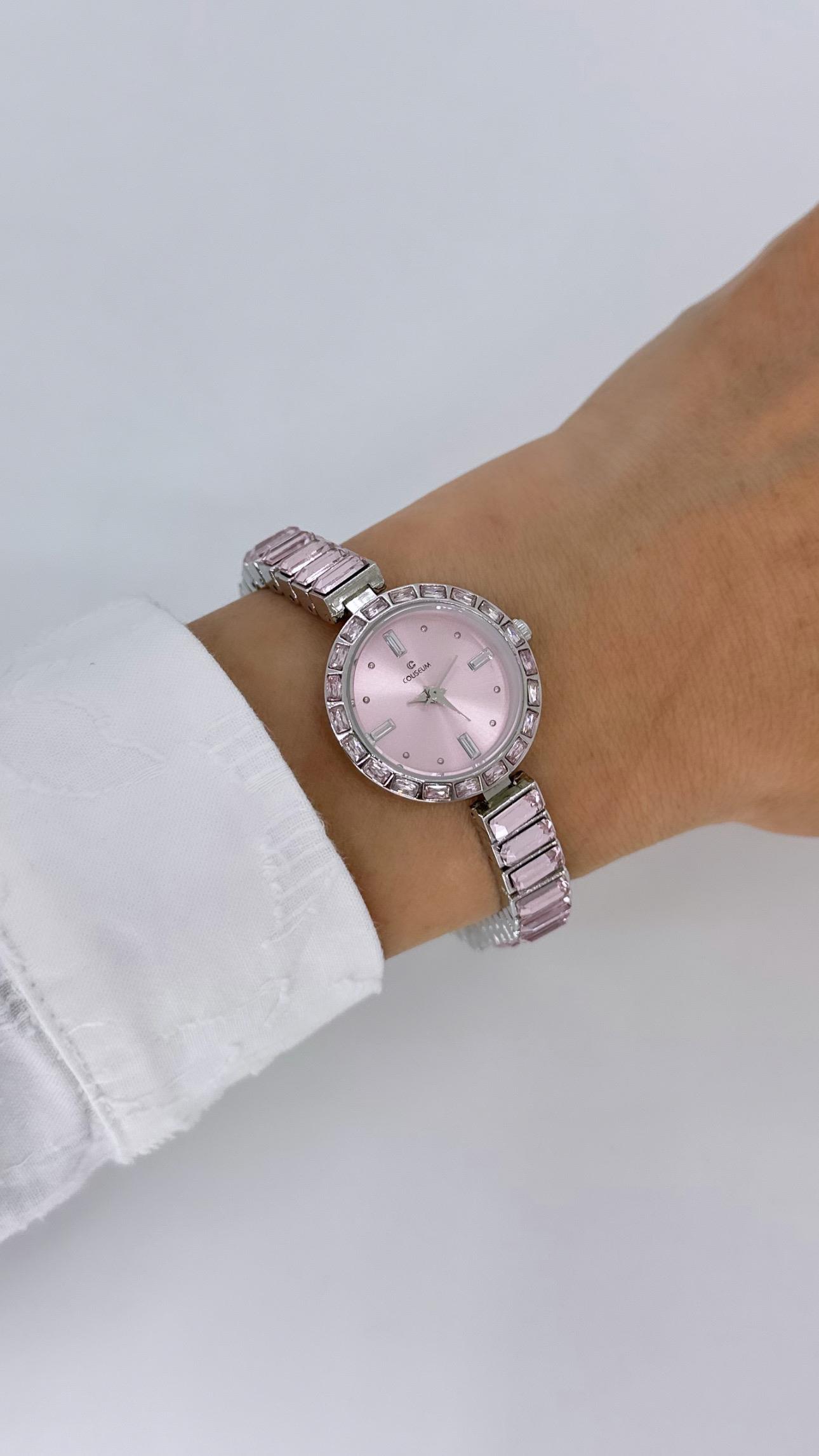 Svr Yuvarlak Silver/ Pembe Saat