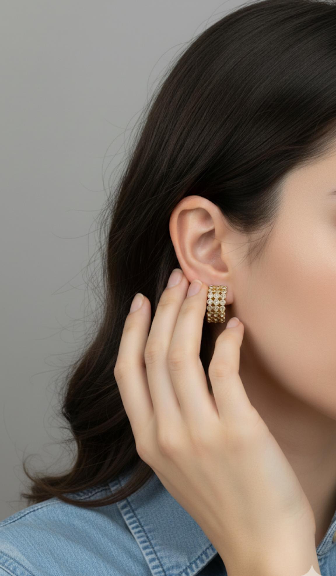 Vip 14 K 3 Sıralı Suyolu Model Halka Küpe