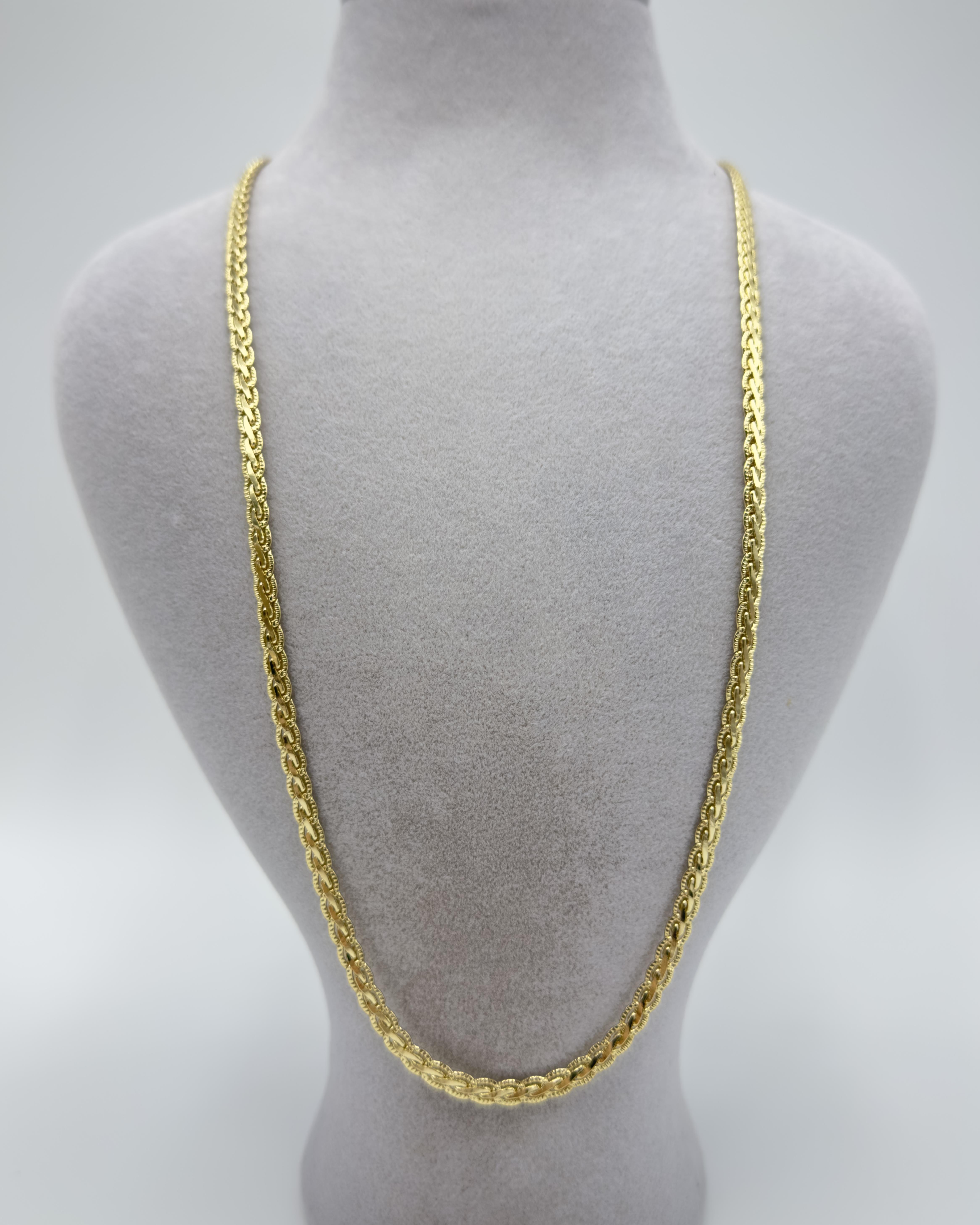 Vip 14 K Altın Kaplama Dokulu Zincir Kolye 60cm