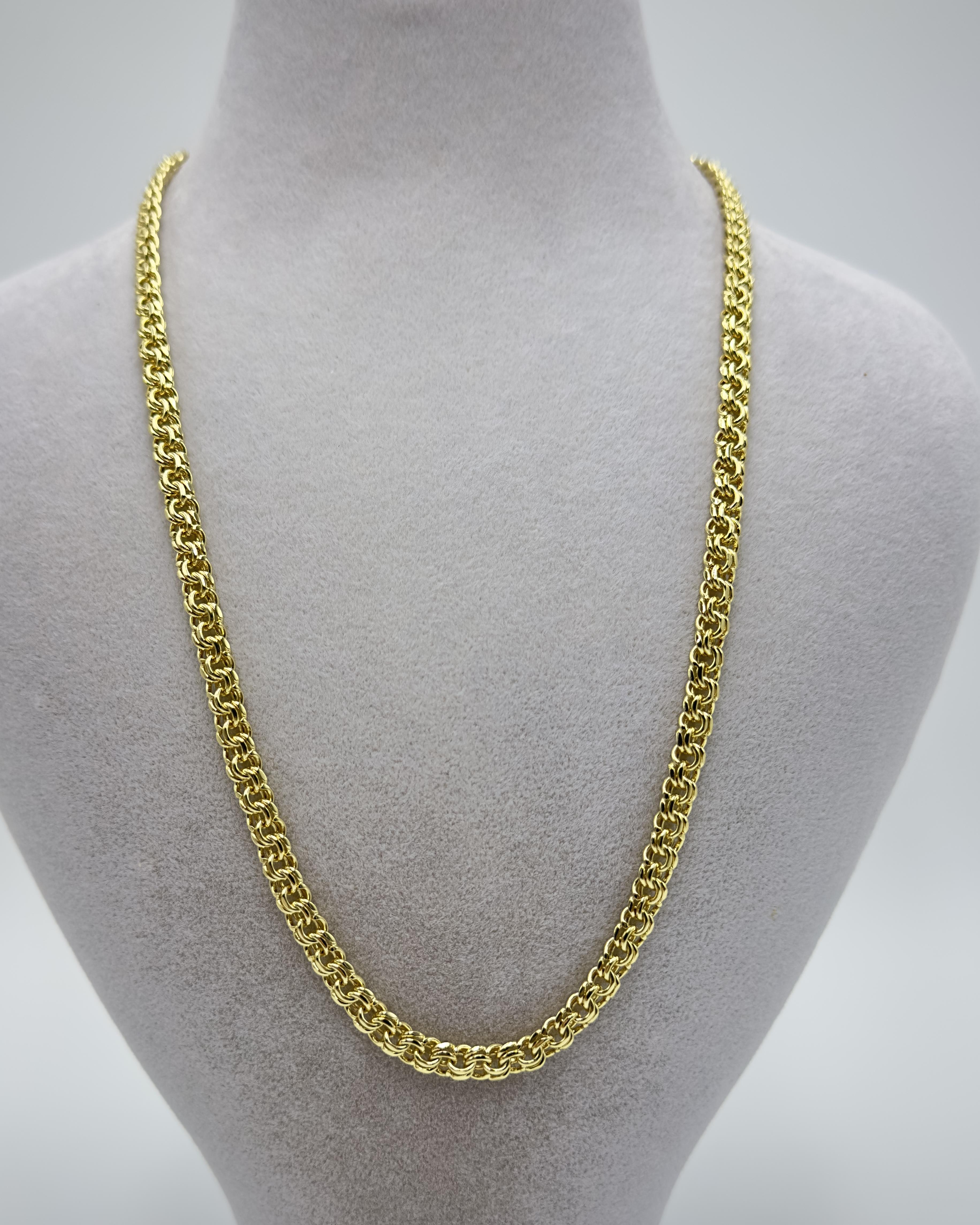 Vip 14 K Altın Kaplama Vintage Hasır Model Zincir Kolye 50cm