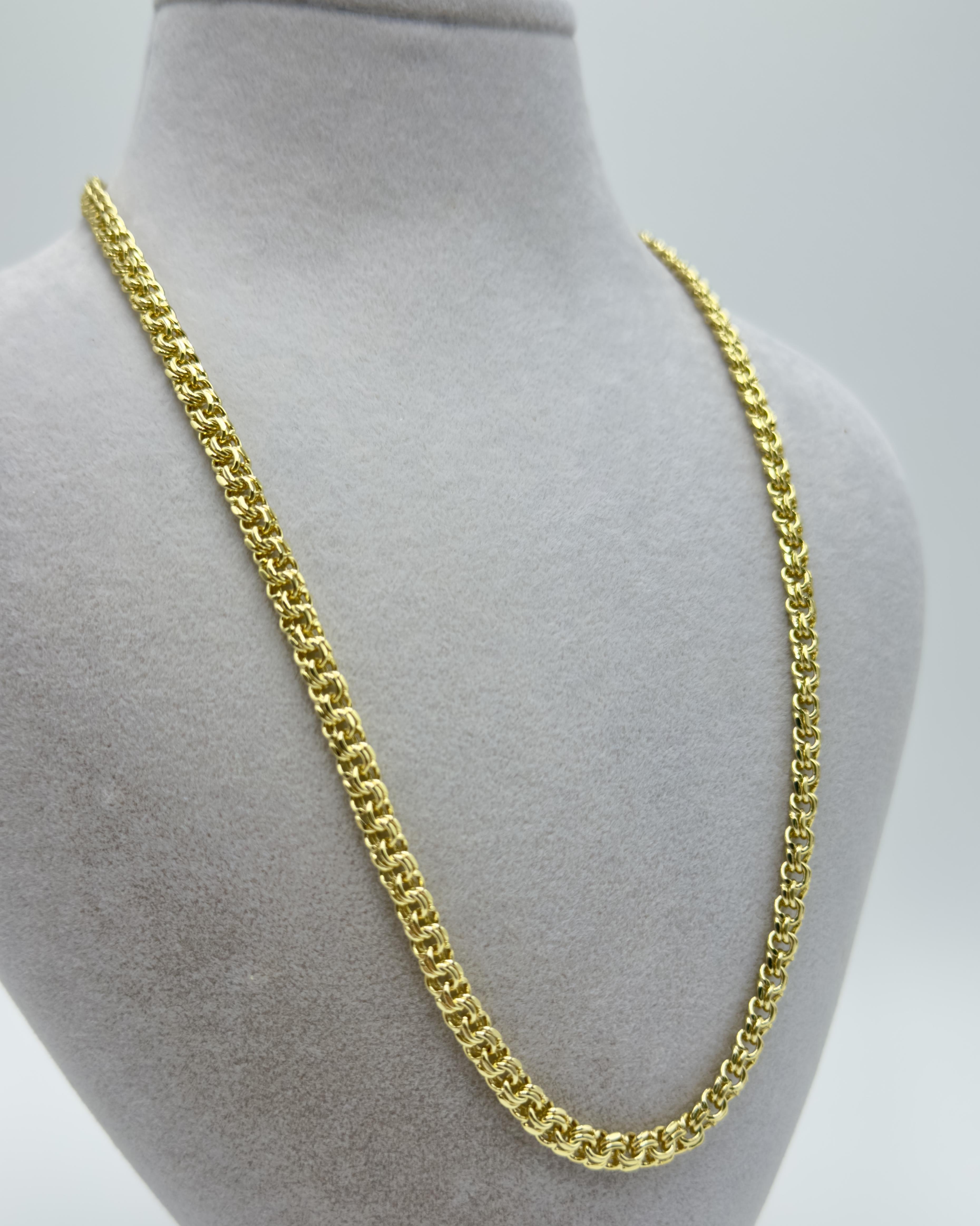 Vip 14 K Altın Kaplama Vintage Hasır Model Zincir Kolye 50cm