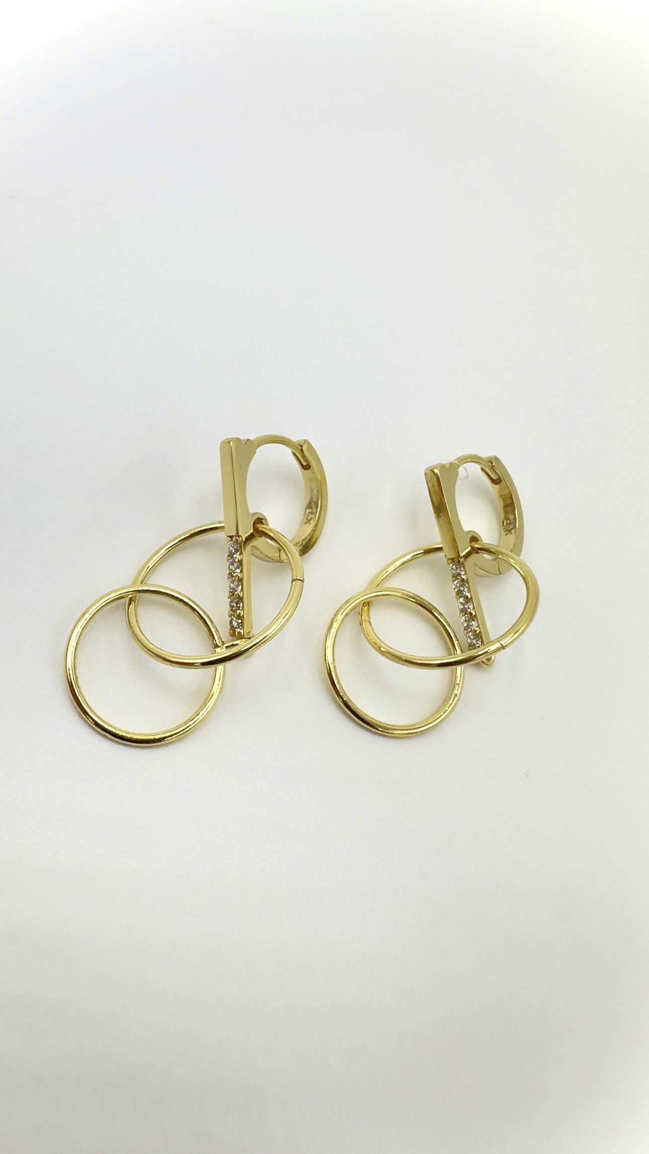 Vip 14 K İçiçe Geçme Sallantılı Halka Küpe