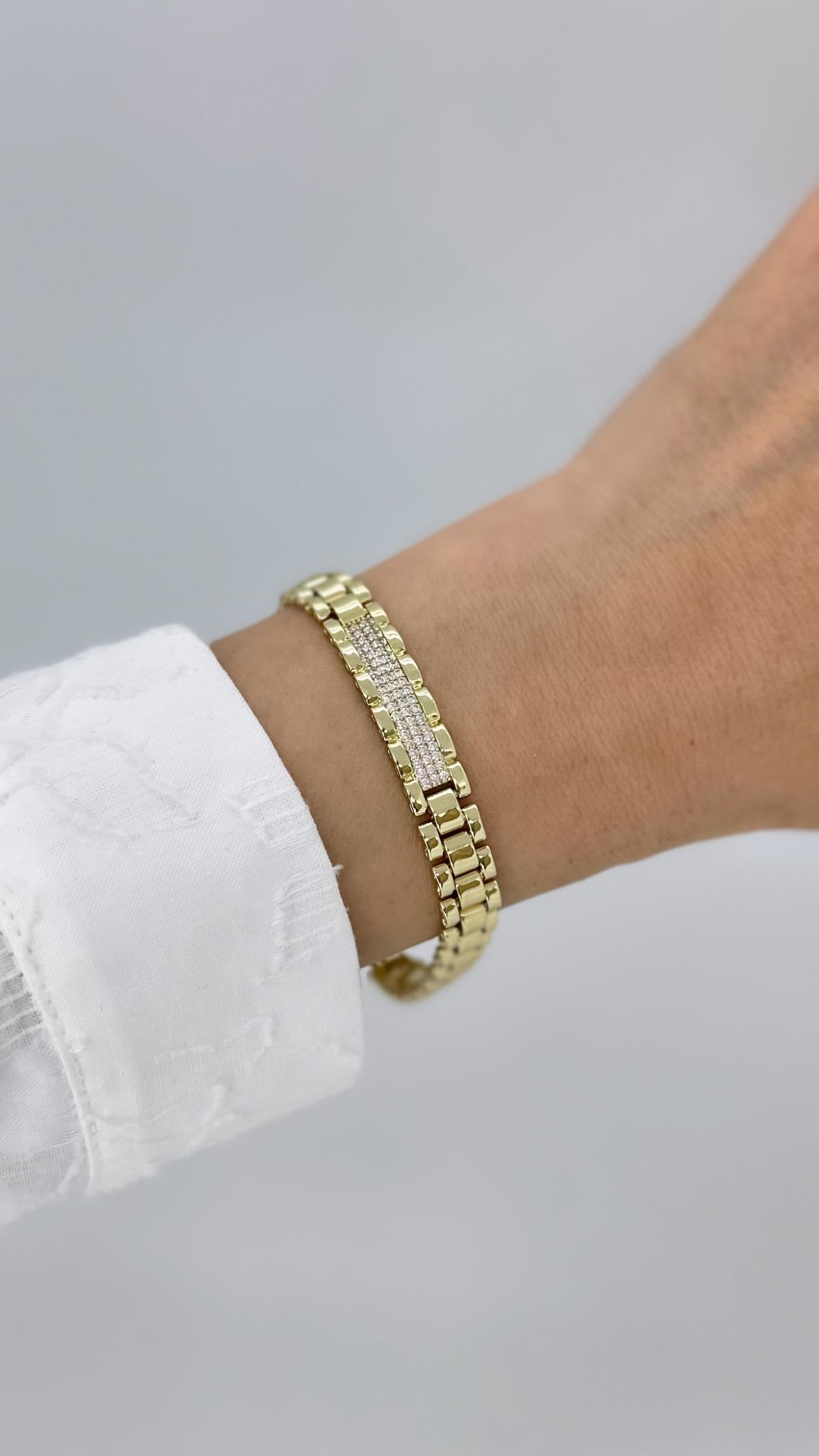 Vip 14 K Ortası Taşlı Rolex Bileklik