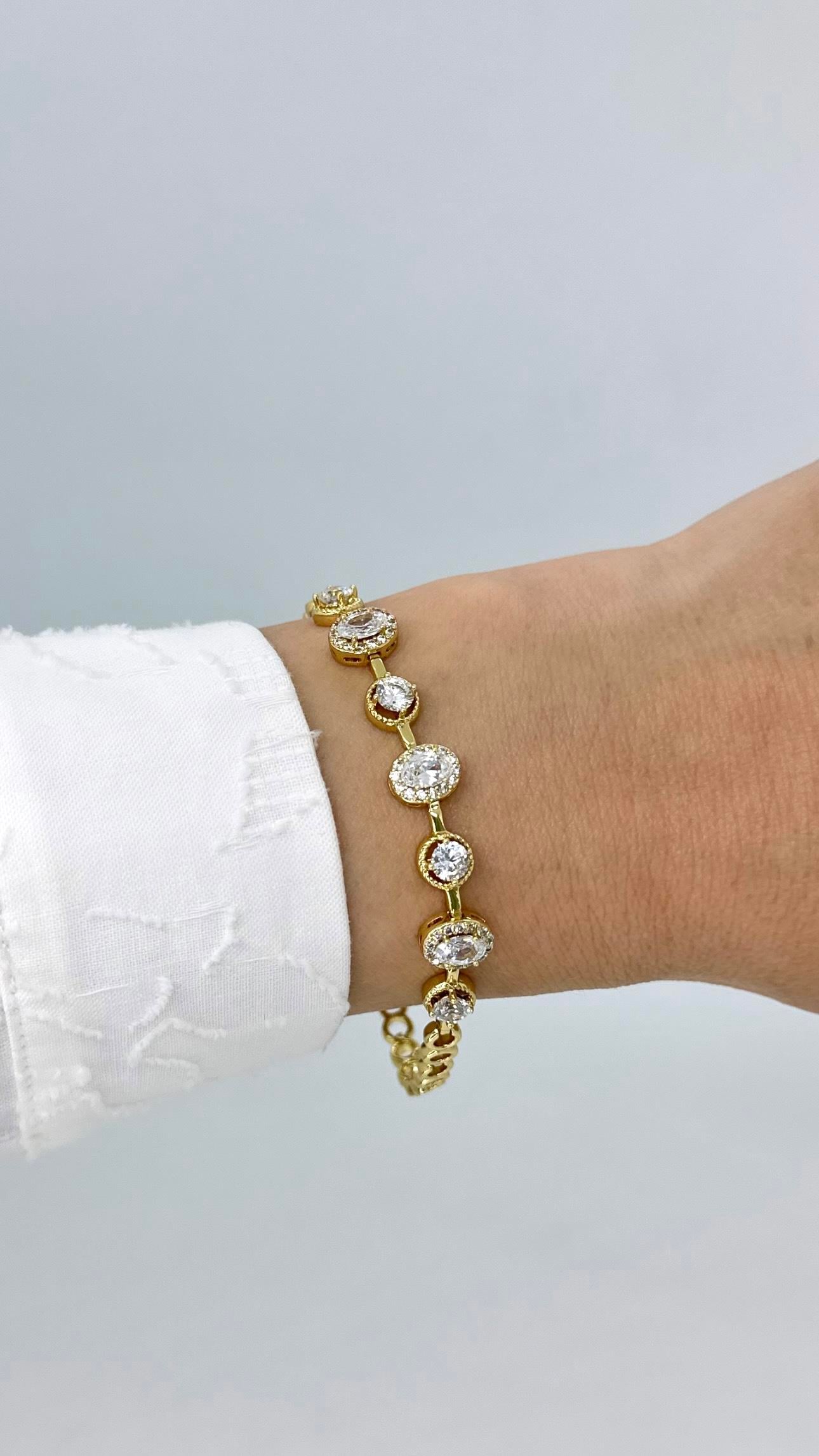 Vip 14 K Oval Taşlı Baget Bileklik