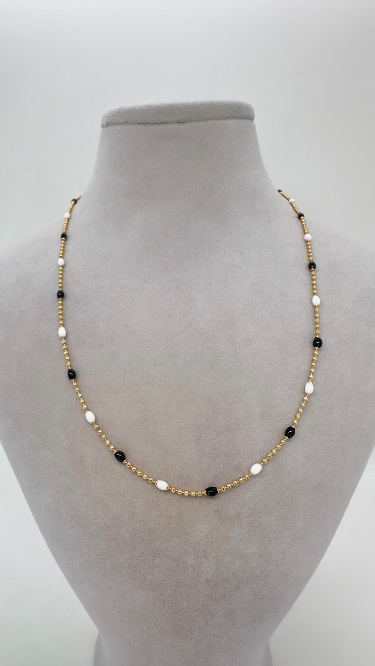 Vip 14 K Siyah Beyaz Dorika Kolye 45cm