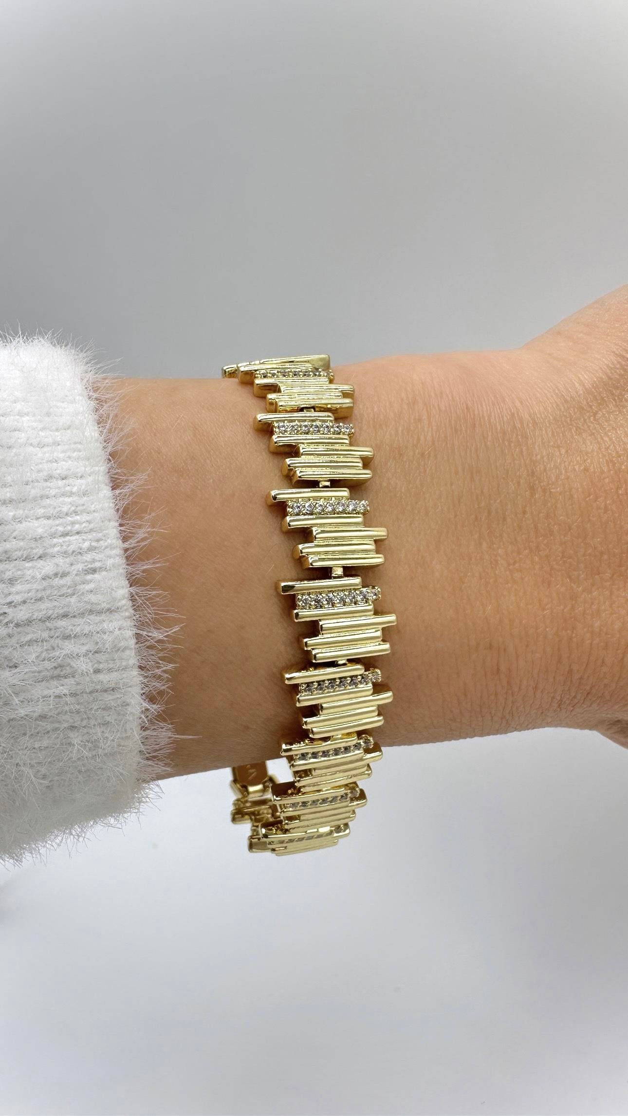 Vip 14 K Taşlı Bar Model Bileklik