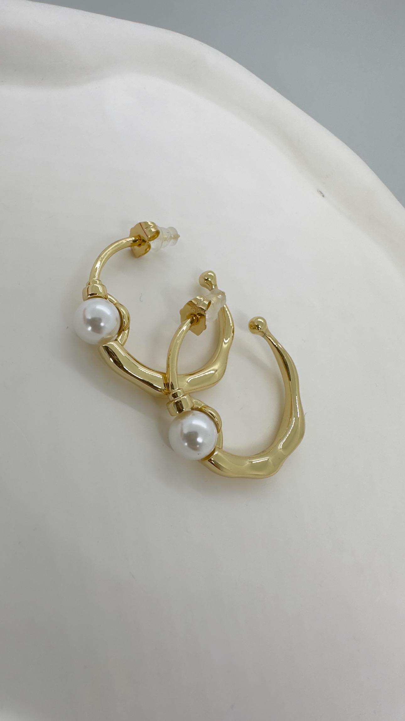 Vip 14 K Top İncili Halka Küpe