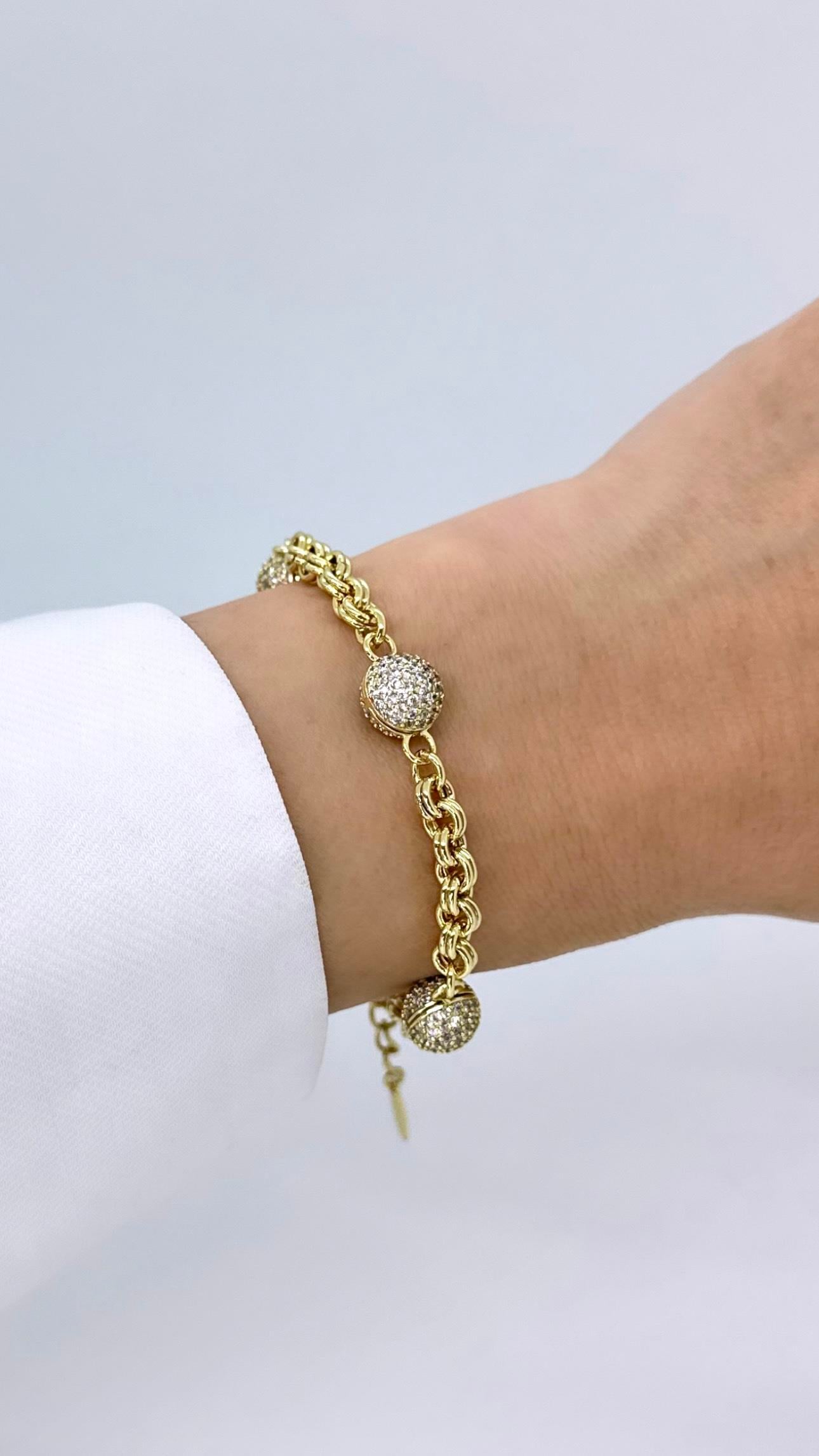 Vip 14 K Top Taşlı Beyaz Bileklik