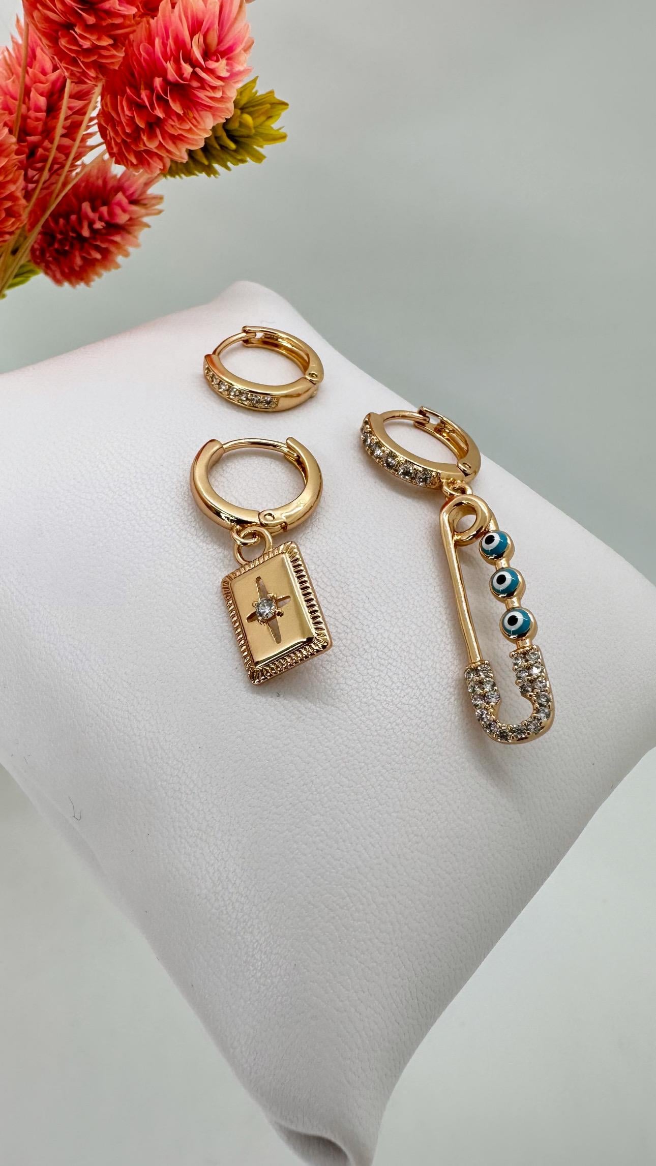 Vip Rose Gold 3lü Çengel İgne Küpe