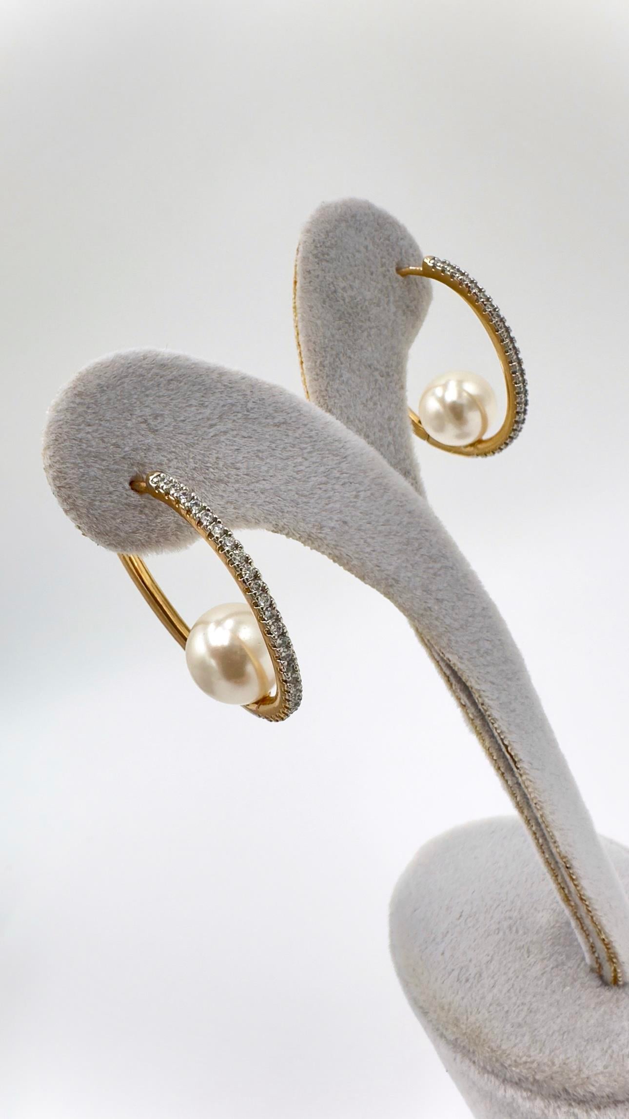 Vip Rose Taşlı İncili Halka Küpe