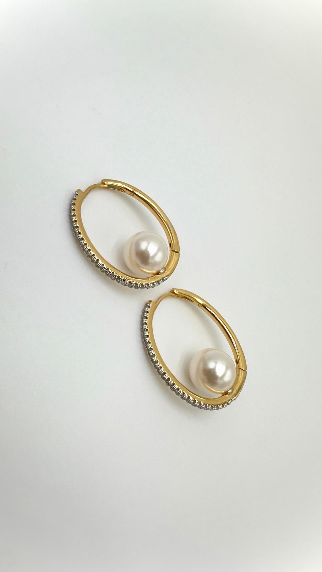 Vip Rose Taşlı İncili Halka Küpe