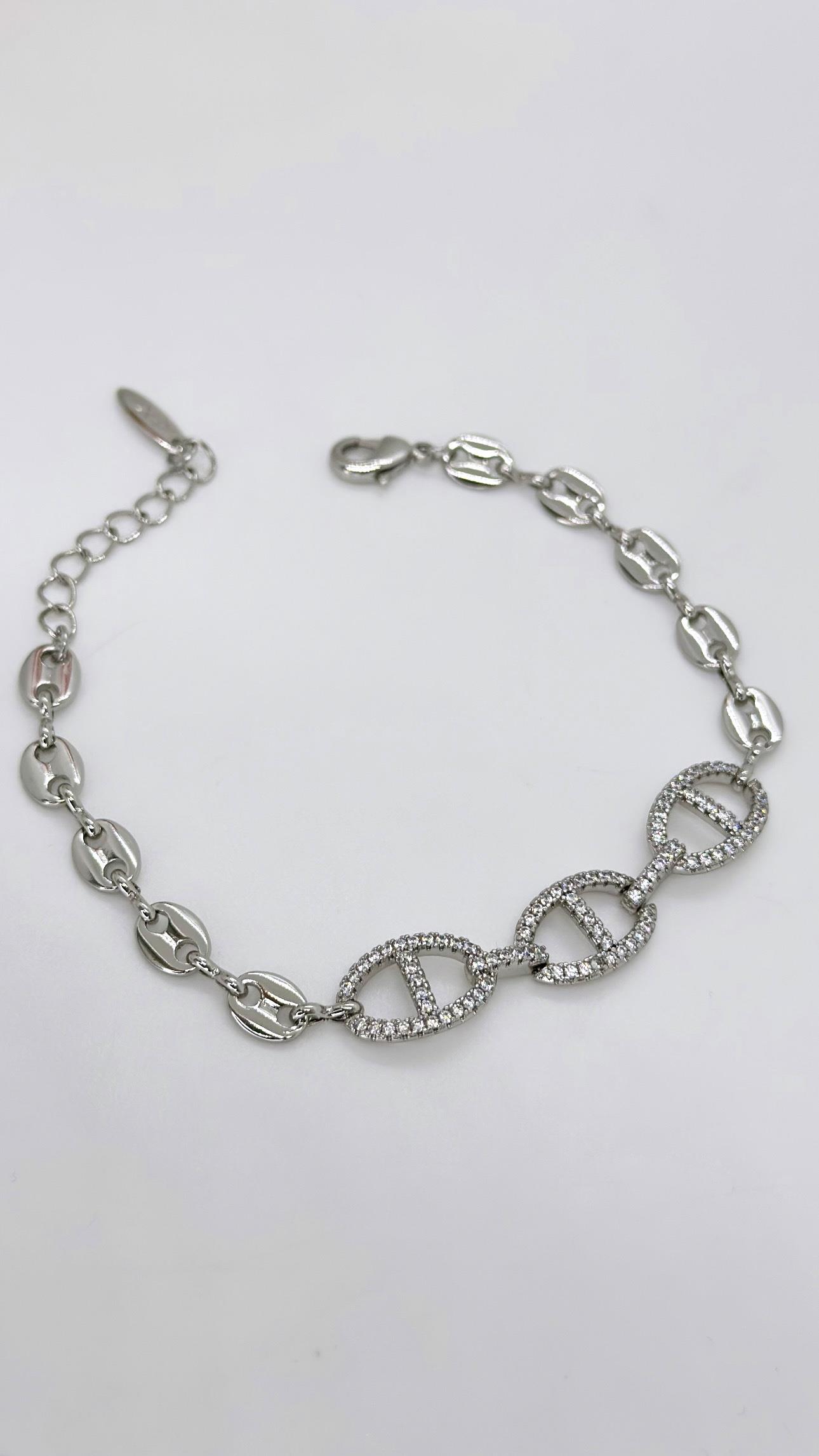 Vip Silver Oval Taşlı Bileklik