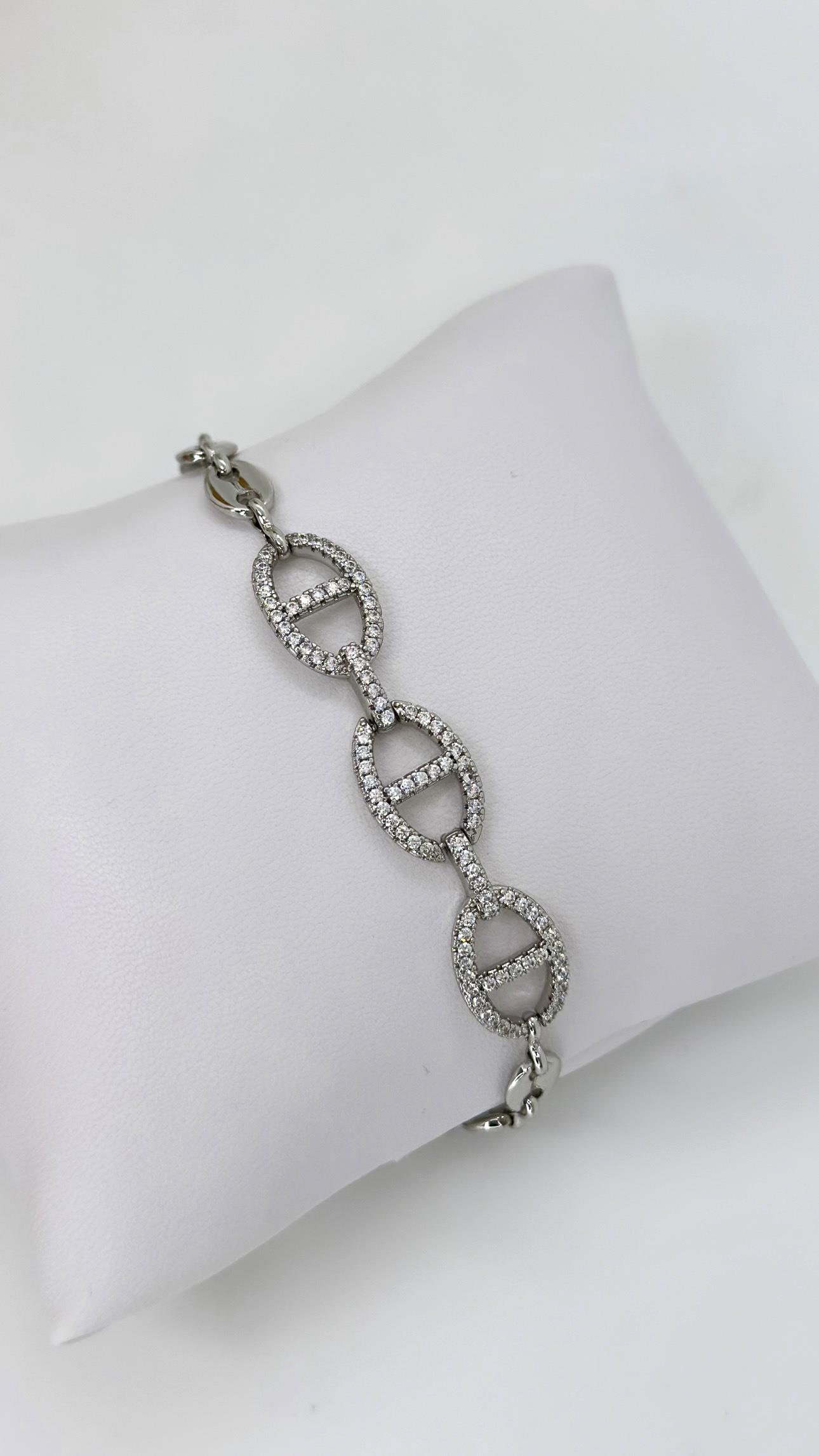 Vip Silver Oval Taşlı Bileklik