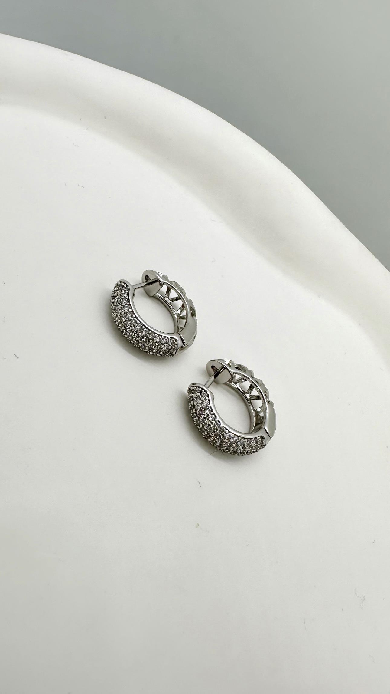Vip Silver Taşlı Halka Küpe