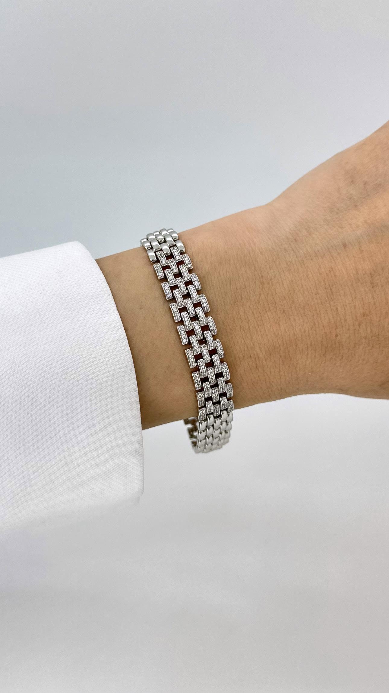 Vip Silver Taşlı Rolex Bileklik