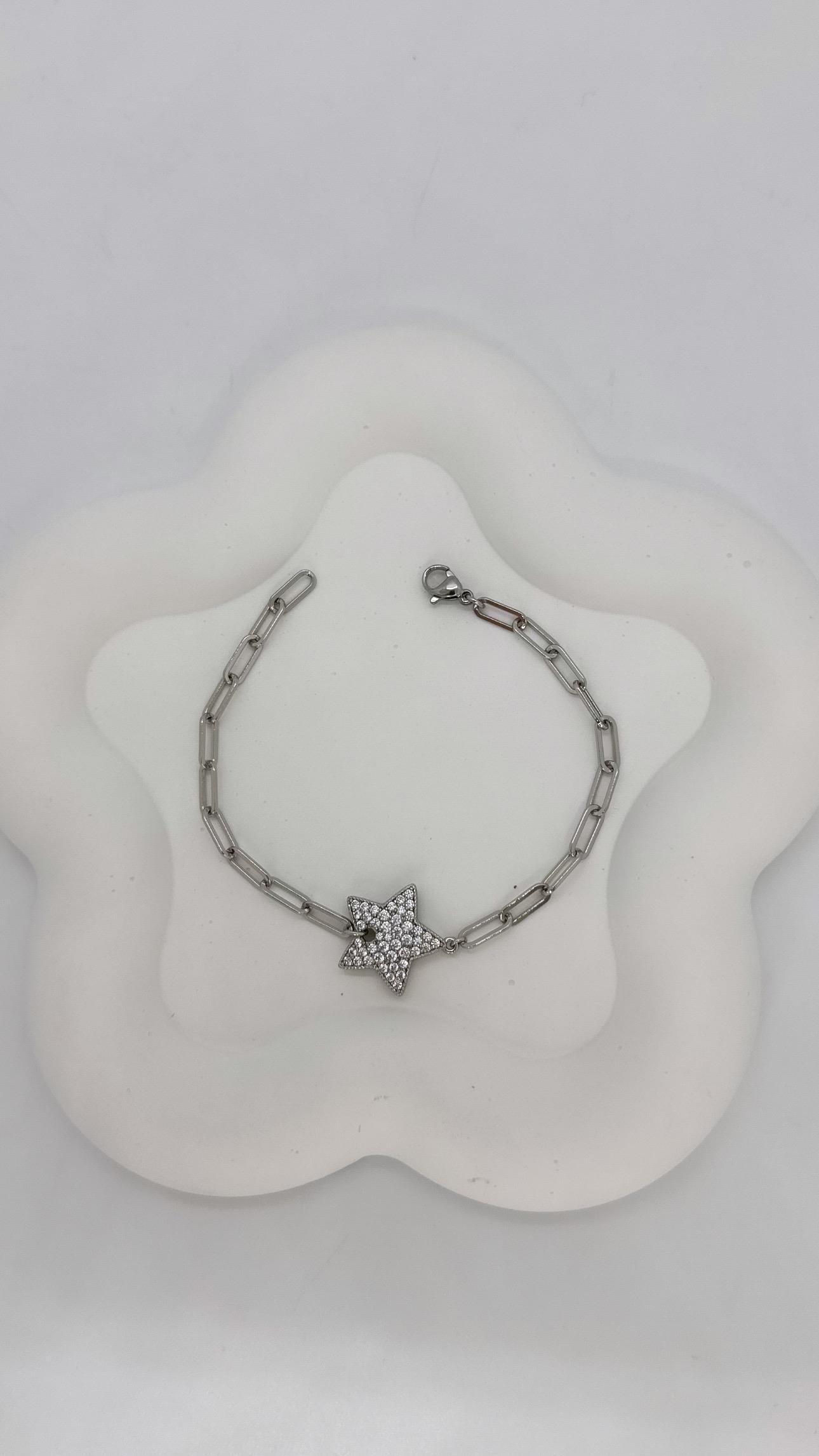 Vip Silver Yıldız Detaylı Bileklik