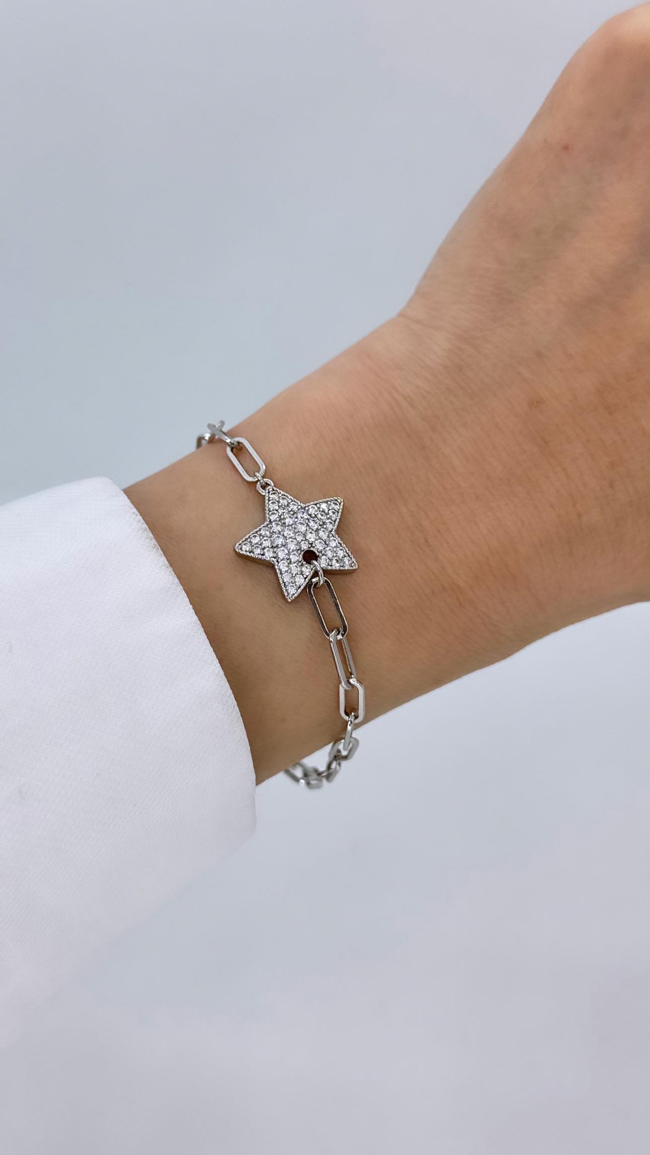Vip Silver Yıldız Detaylı Bileklik