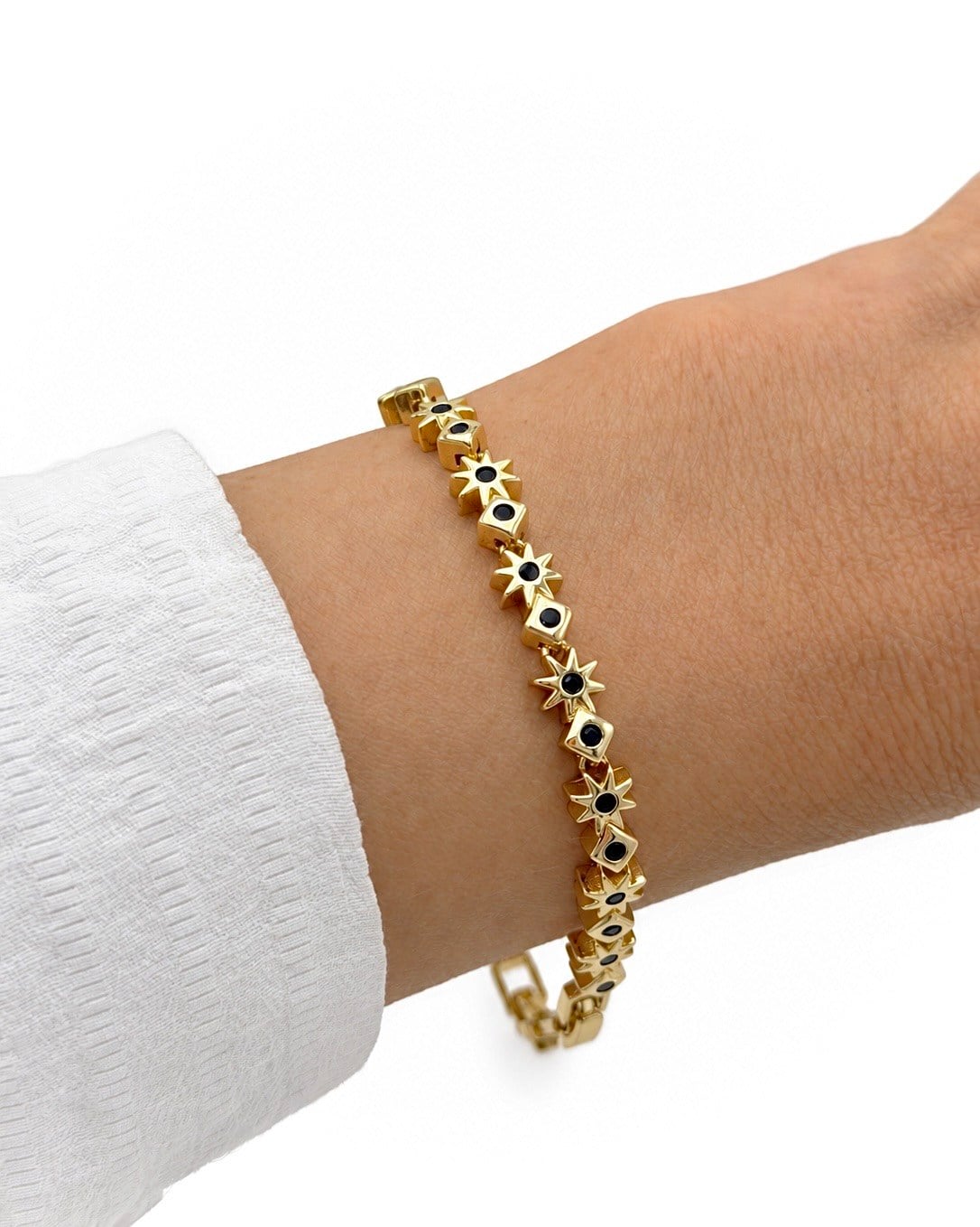 Vp 14 K Altın Kaplama Black North Star Model Bileklik