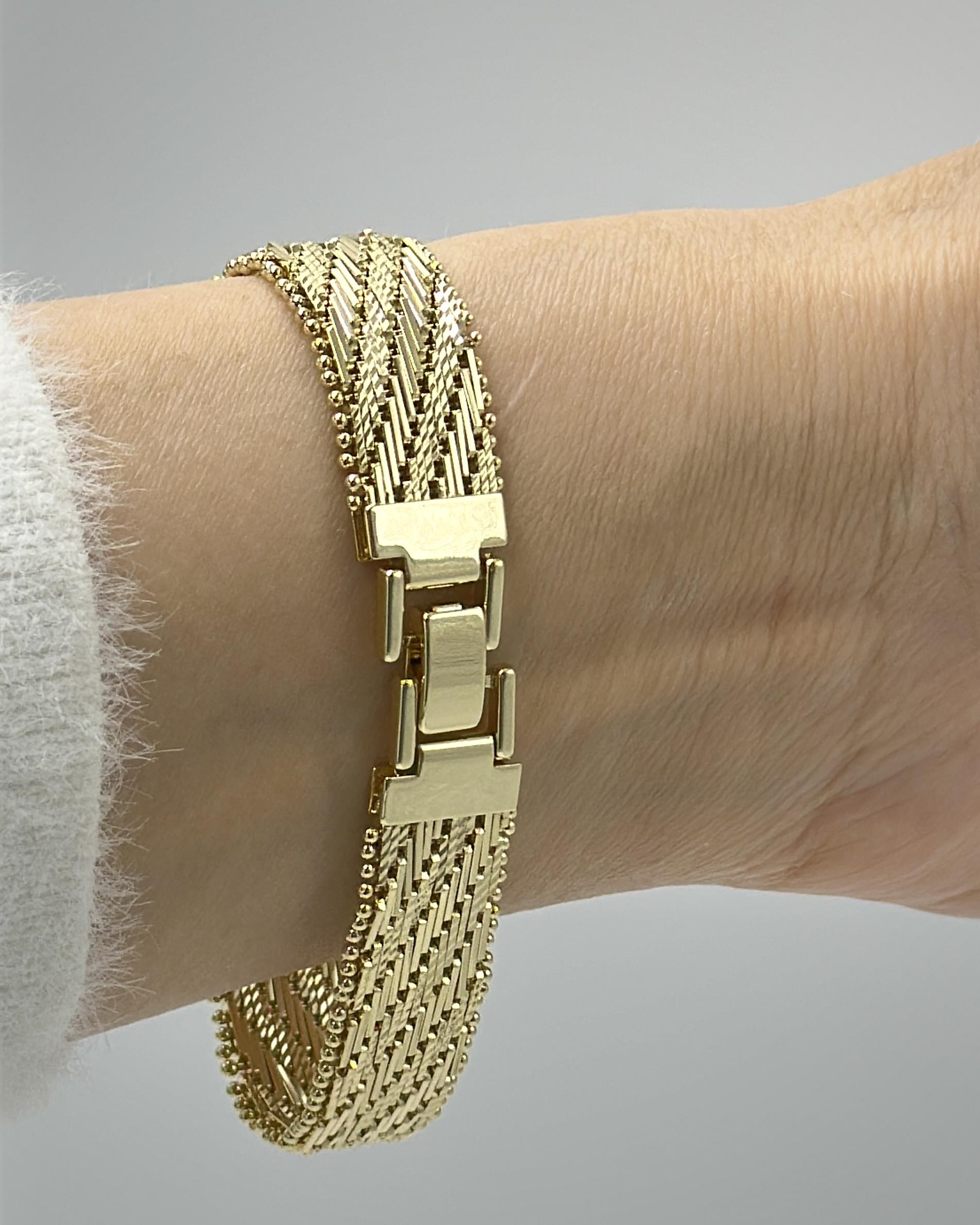 Vp 14 K Altın Kaplama Geniş Hasır Bileklik