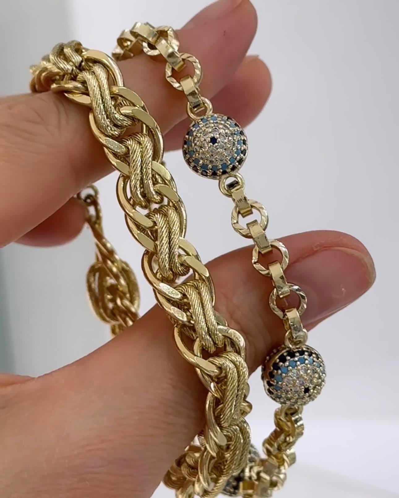 Vp 14 K Altın Kaplama Kaplan Gözü  Bilek Kombin ( Parçaları tek tek seçip sepete ekleyebilirsiniz )