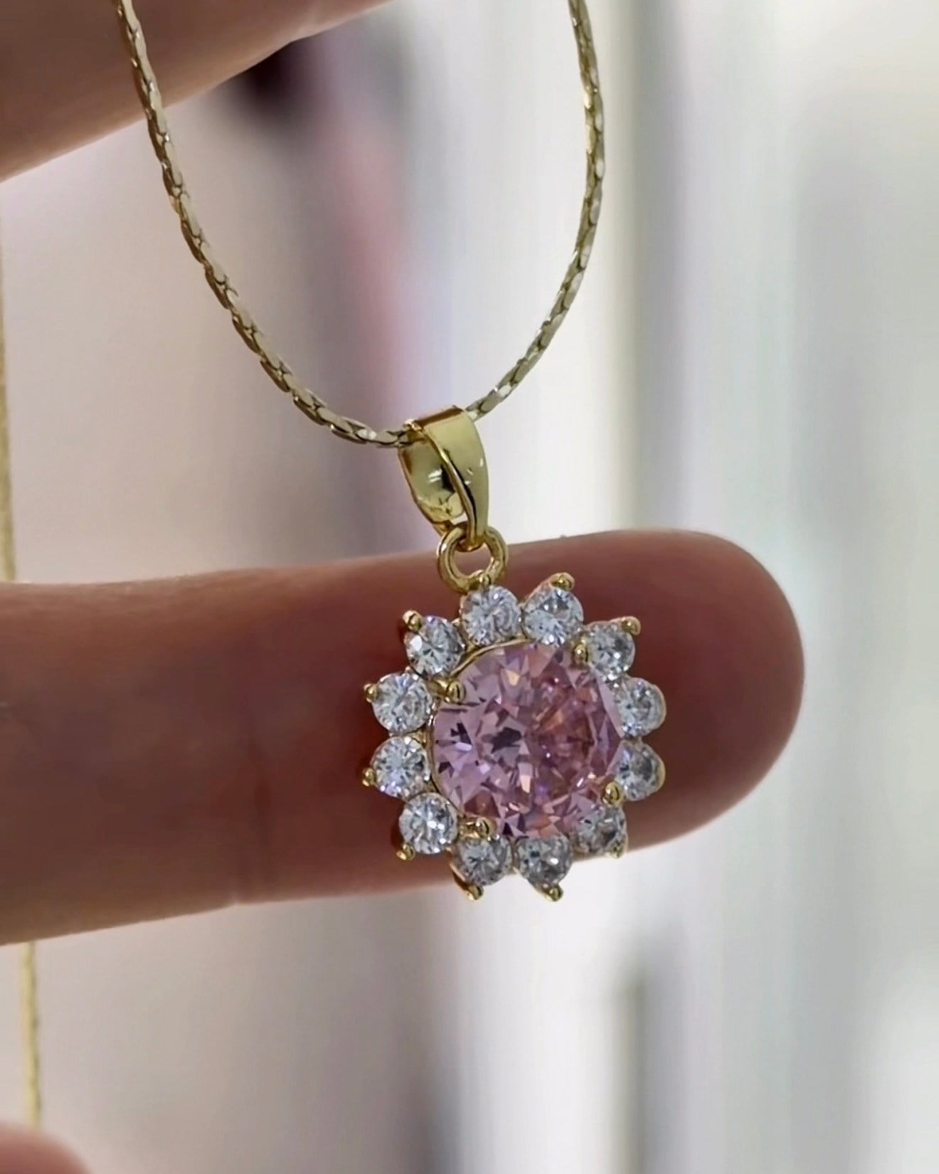 Vp 14 K Altın Kaplama Pembe Lotus Kolye 45cm