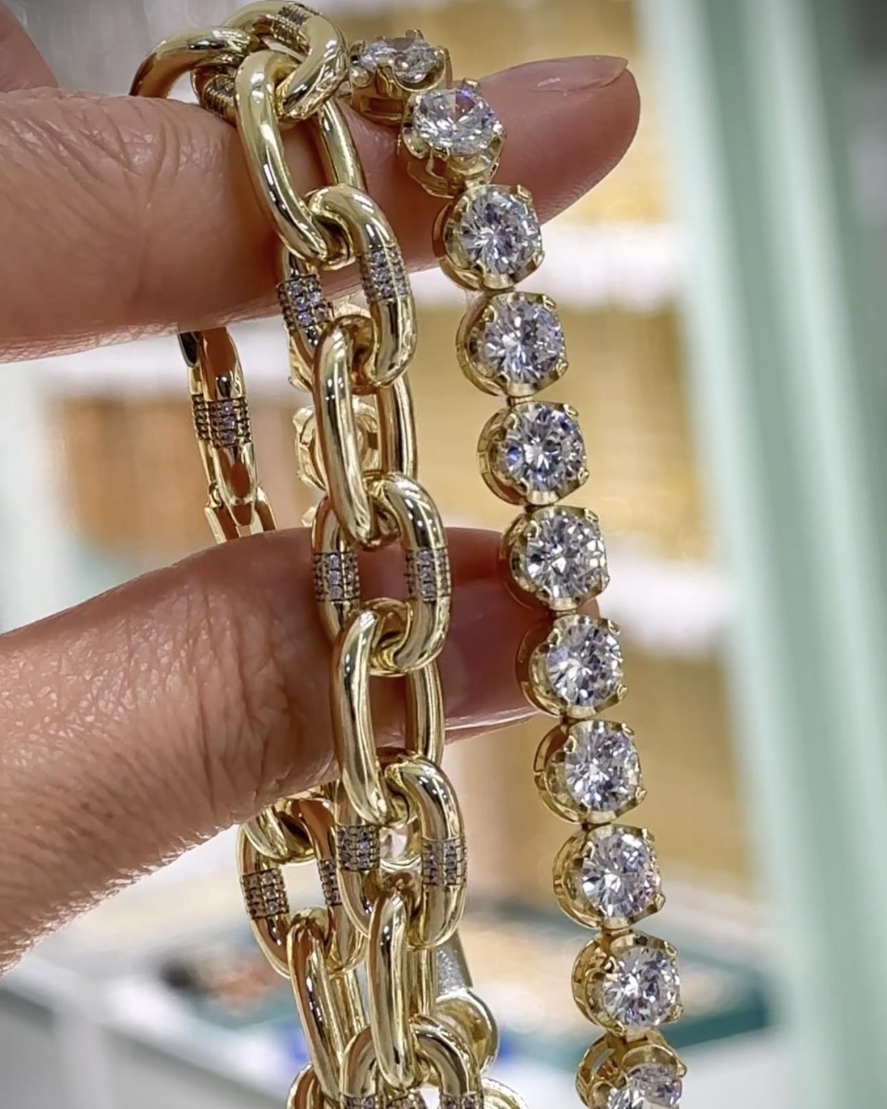 Vp 14 K Altın Kaplama Suyolu/ Taşlı Oval Model Bileklik Kombin