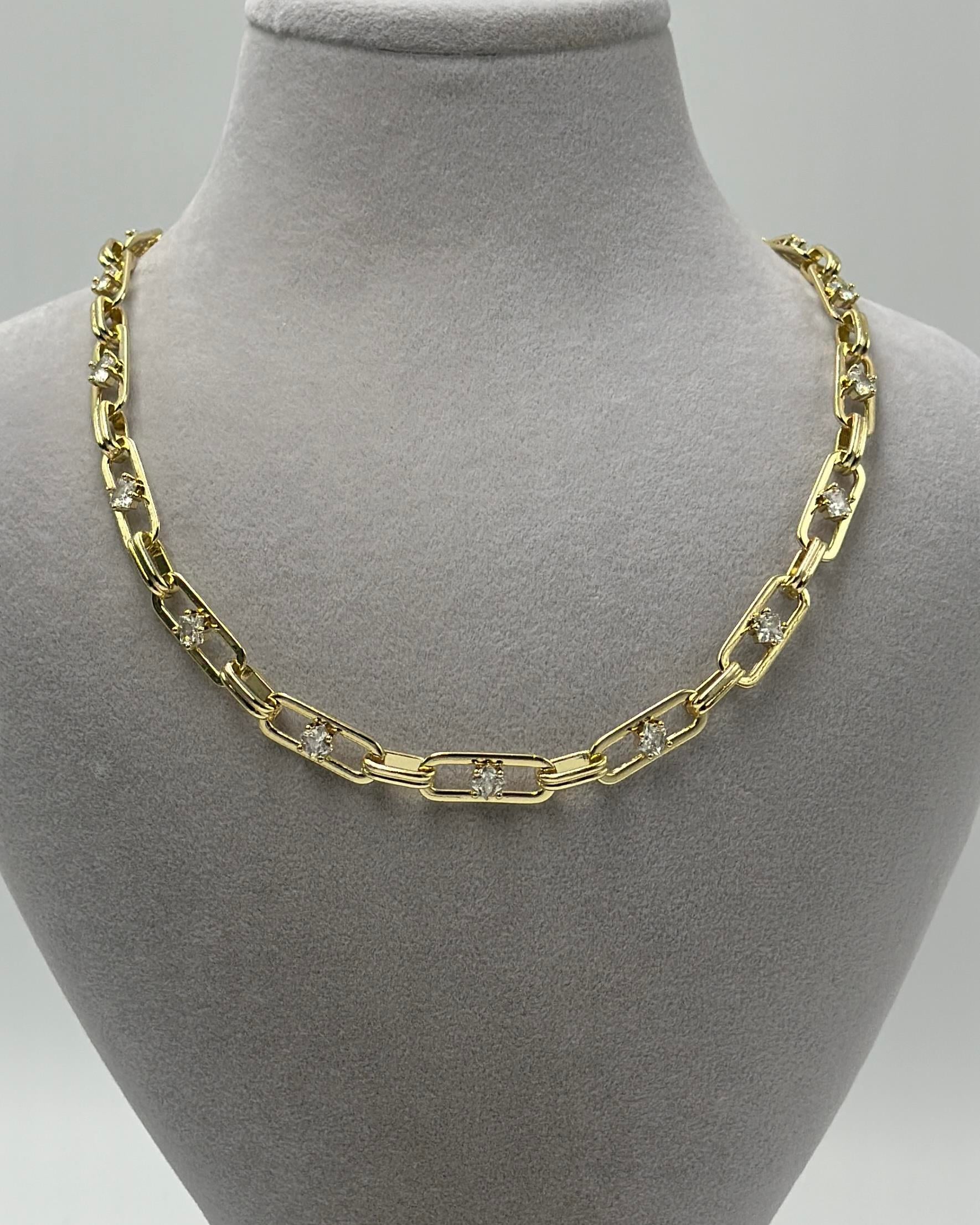 Vp 14 K Altın Kaplama Taşlı Ataç Model Kolye 45cm