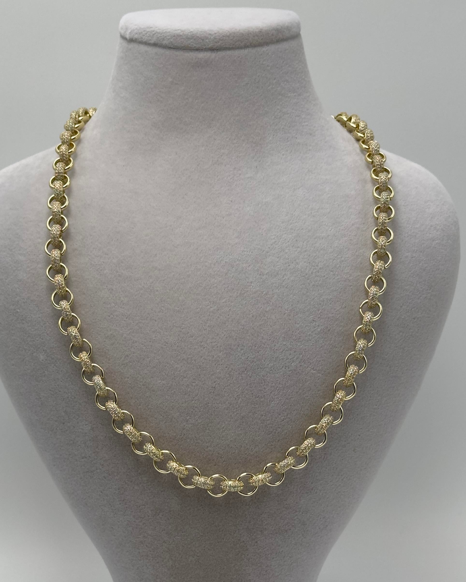 Vp 14 K Altın Kaplama Taşlı Halka Gurmet Zincir Kolye 45+7cm