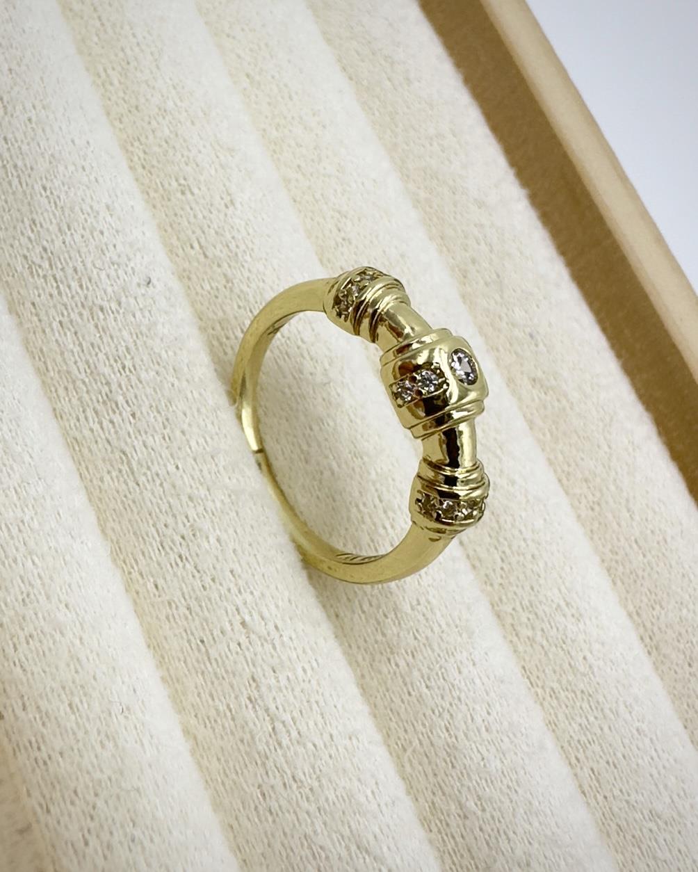 Vp 14 K Altın Kaplama Taşlı Silindir Model Yüzük